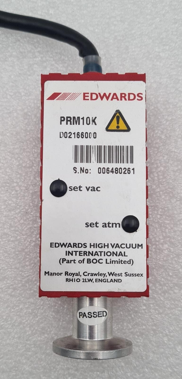 Edwards PRM10K D02166000 Pirani Vacuum Gauge Head set atm Sensor