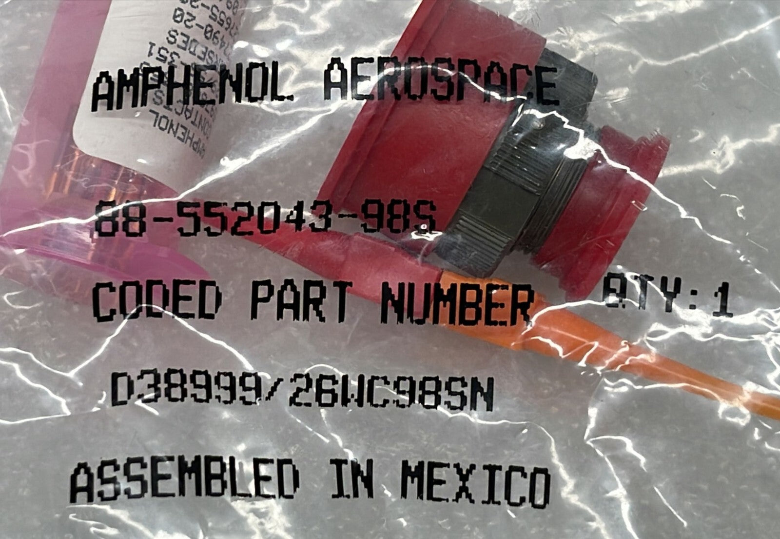 [LOT OF 3] NEW Sealed - Amphenol D38999/26WC98SN Circular Mil Spec Connector