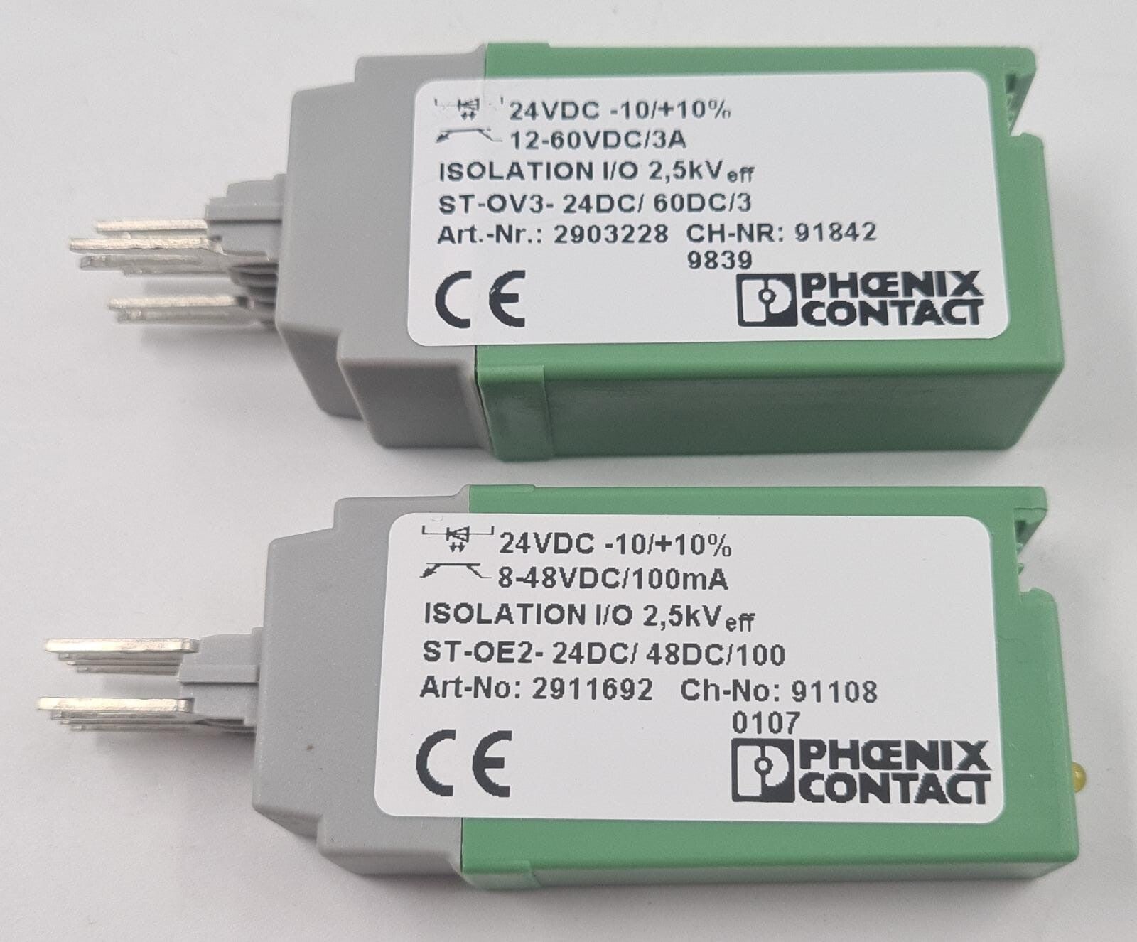 PHOENIX CONTACT 2903228 ST-OV3 & 2911692 ST-OE2 ISOLATION I/O Solid State Relay