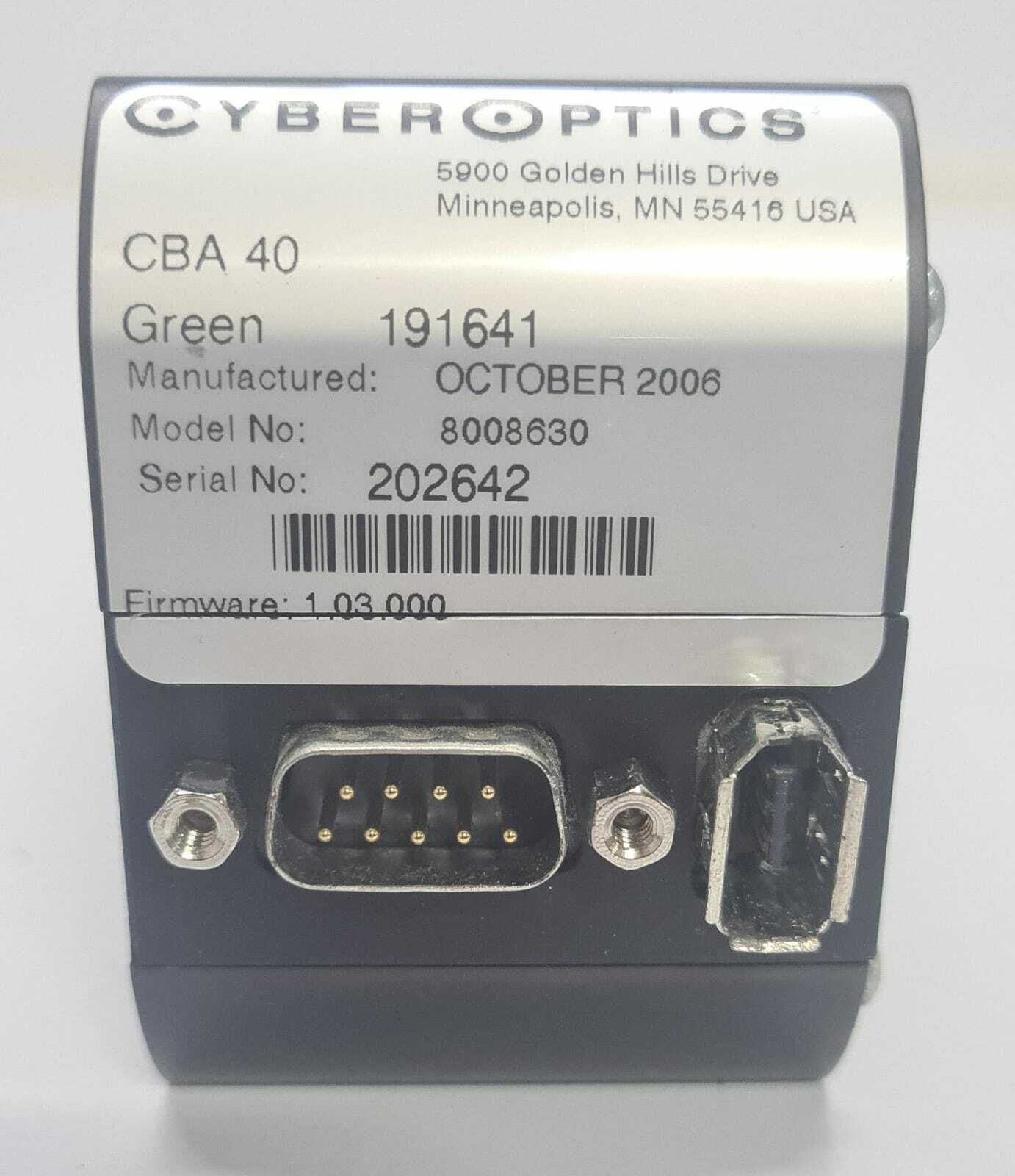 CyberOptics CBA 40 Green 191641 8008630 Firewire Camera - FOR PARTS