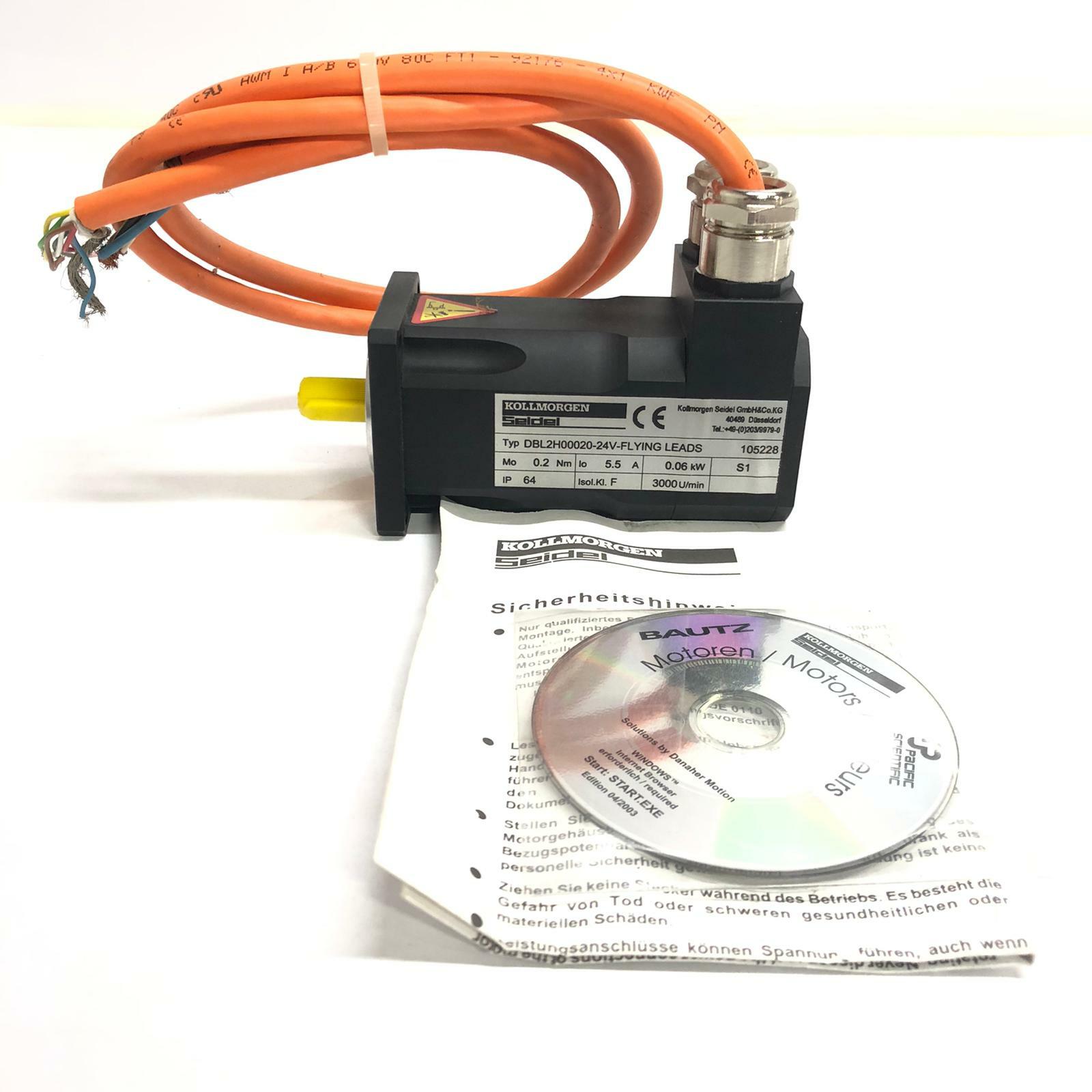 KOLLMORGEN SEIDEL AC SERVO MOTOR DBL2H00020-24V Flying Leads 5.5A 0.06kW