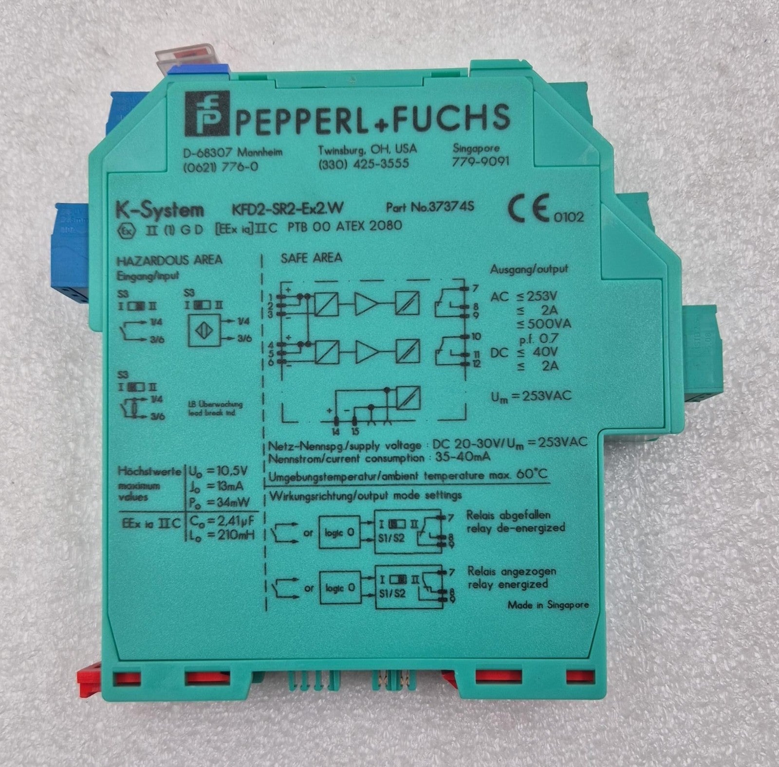 [LOT 3 PCS] PEPPERL+FUCHS K-System KFD2-SR2-Ex2.W 37374S Switch Amplifier
