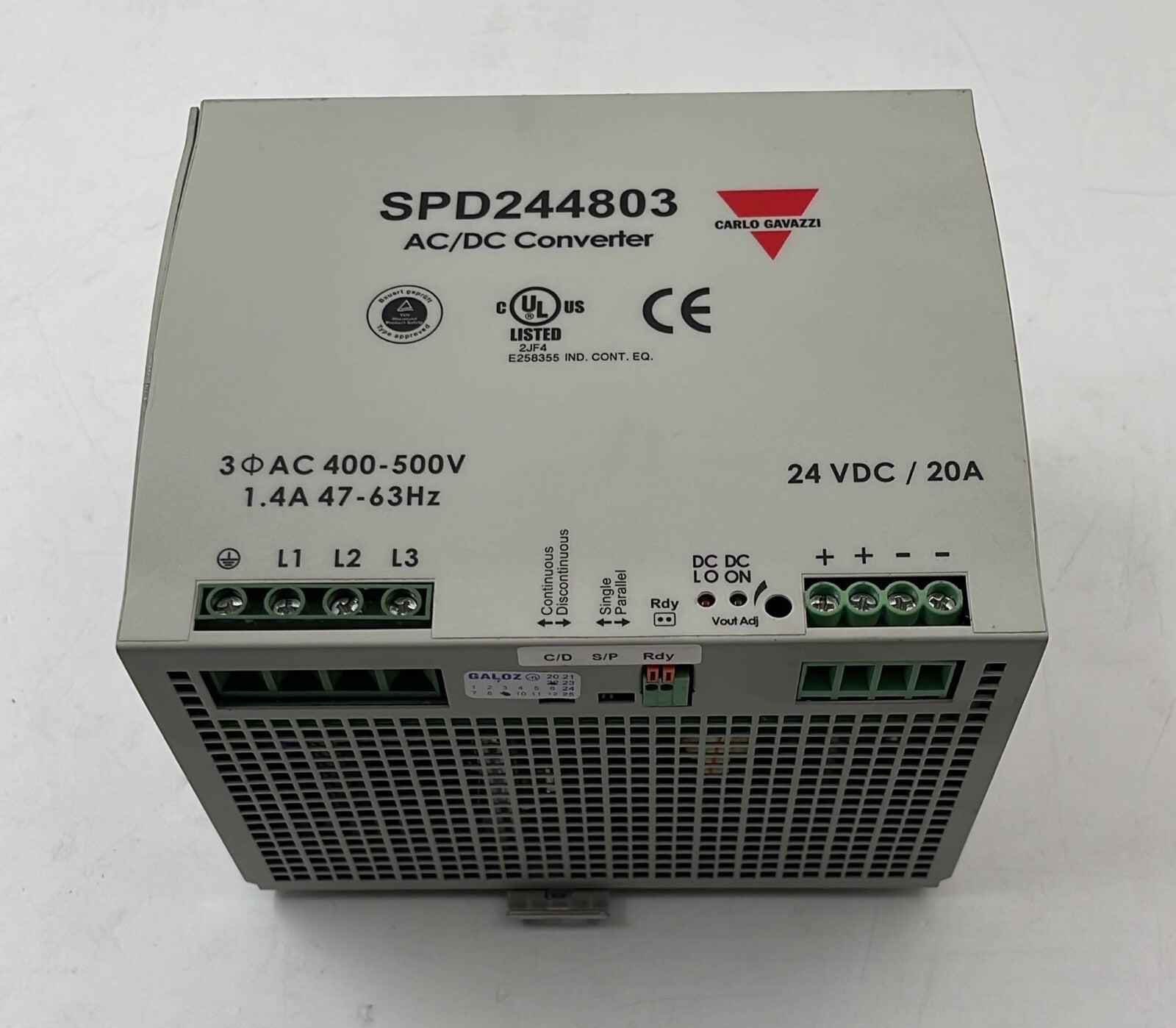 Carlo Gavazzi SPD244803 AC/DC Converter 400-500V 1.4A 47-63Hz