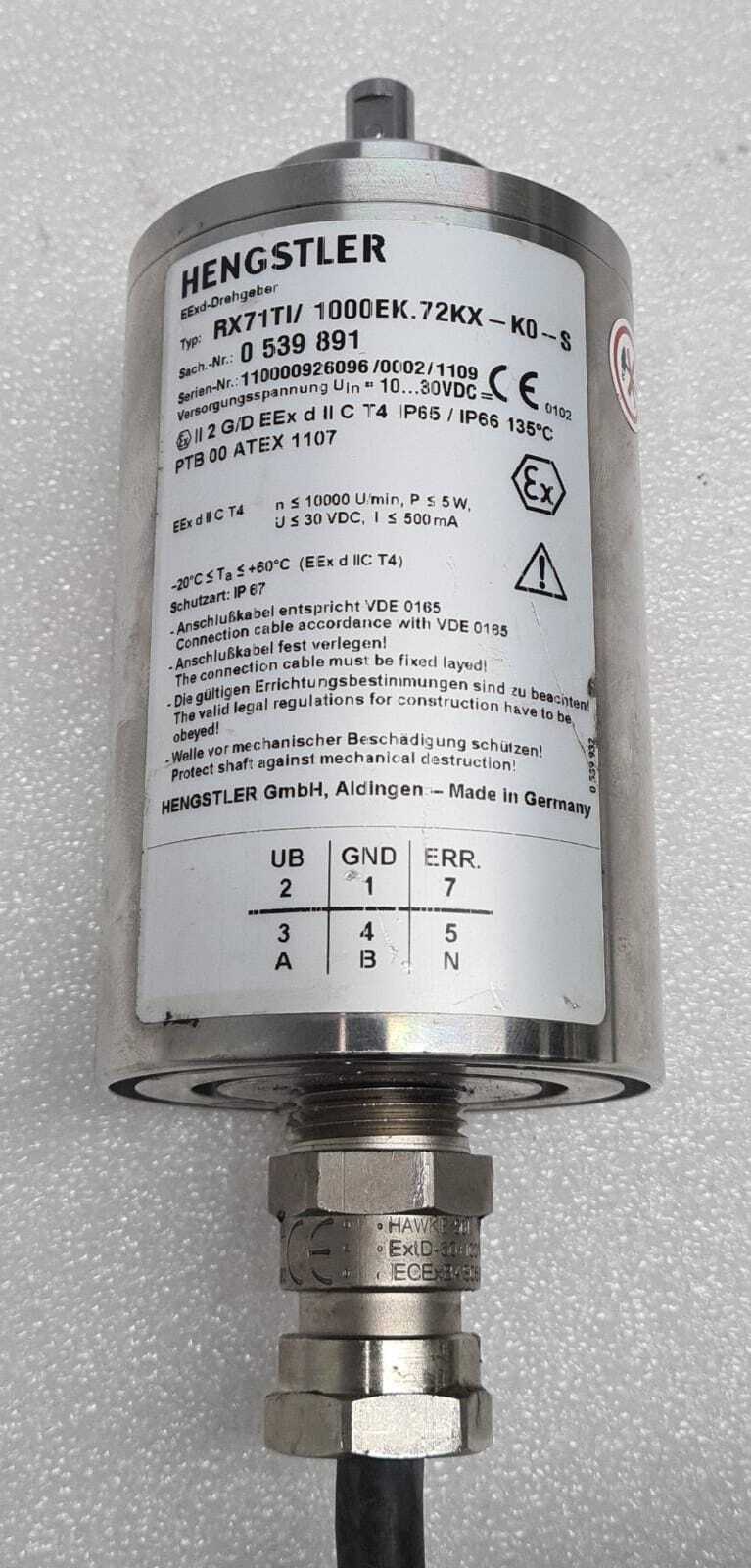 HENGSTLER RX71TI/ 1000EK.72KX-K0-S 0539891 ATEX 1107 INCREMENTAL ROTARY ENCODER