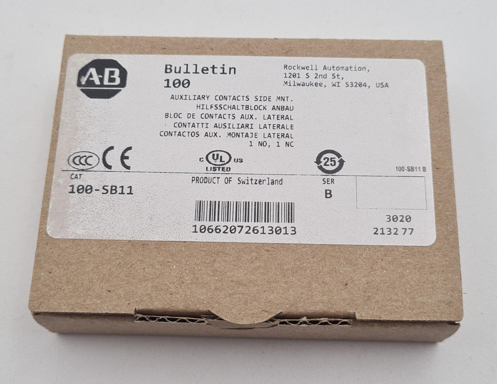 NEW - AB Allen-Bradley Bulletin 100 100-S B11 100-SB11 Auxiliary Contacts Block