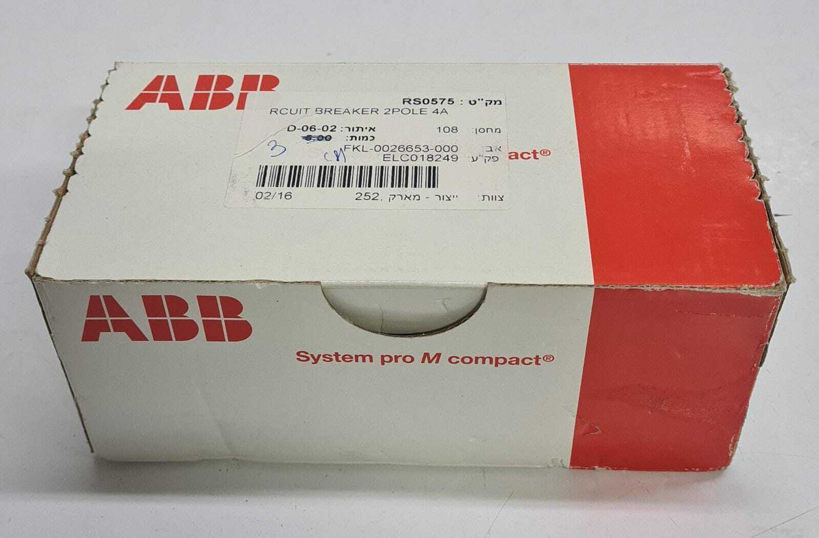 [LOT OF 5] NEW - ABB Circuit Breaker Air Switch S202M-C4 2POLE 4A