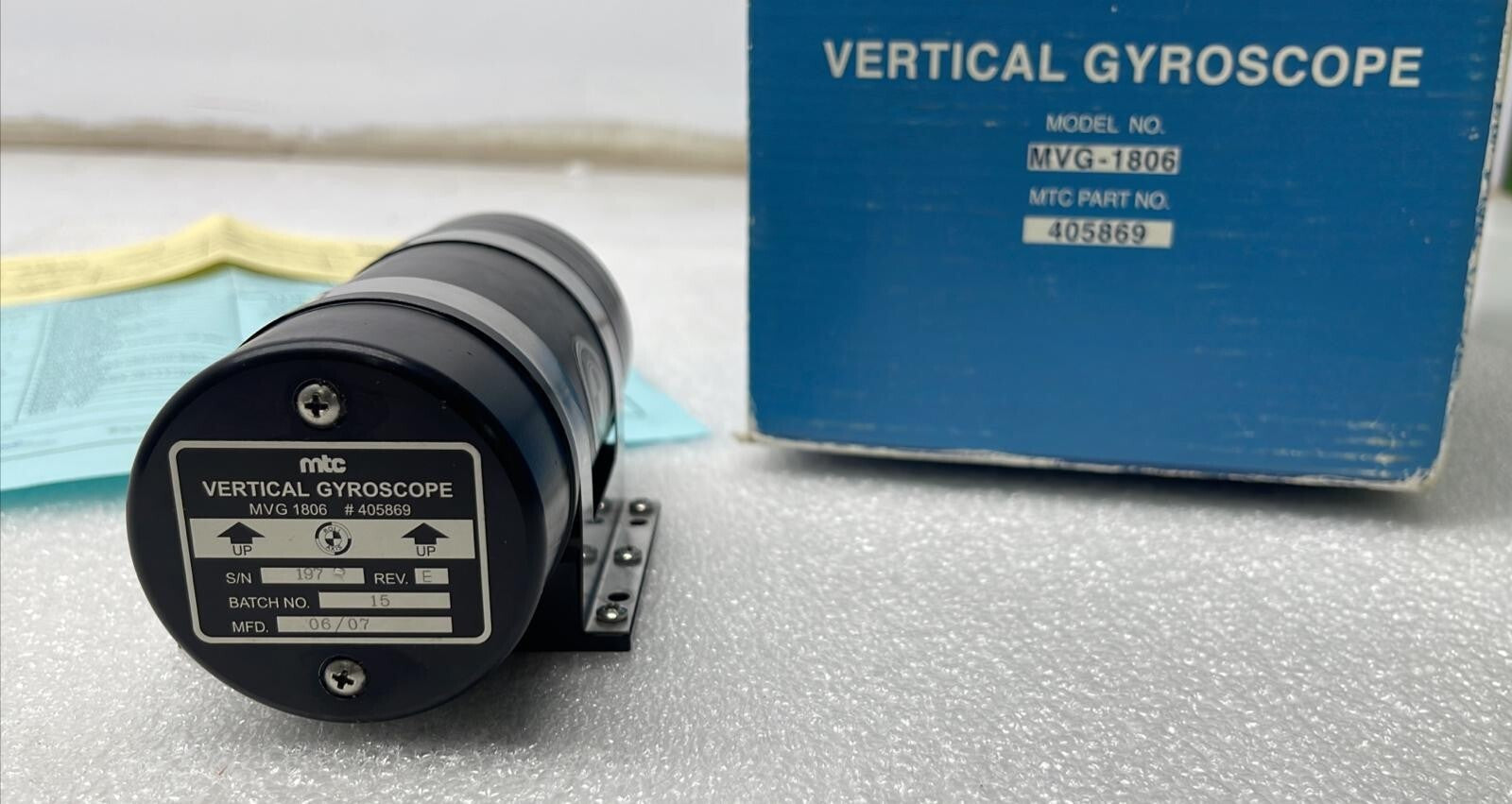 PITCH AXIS MTC VERTICAL GYROSCOPE Model MVG-1806 # 405869 **Refurbished**