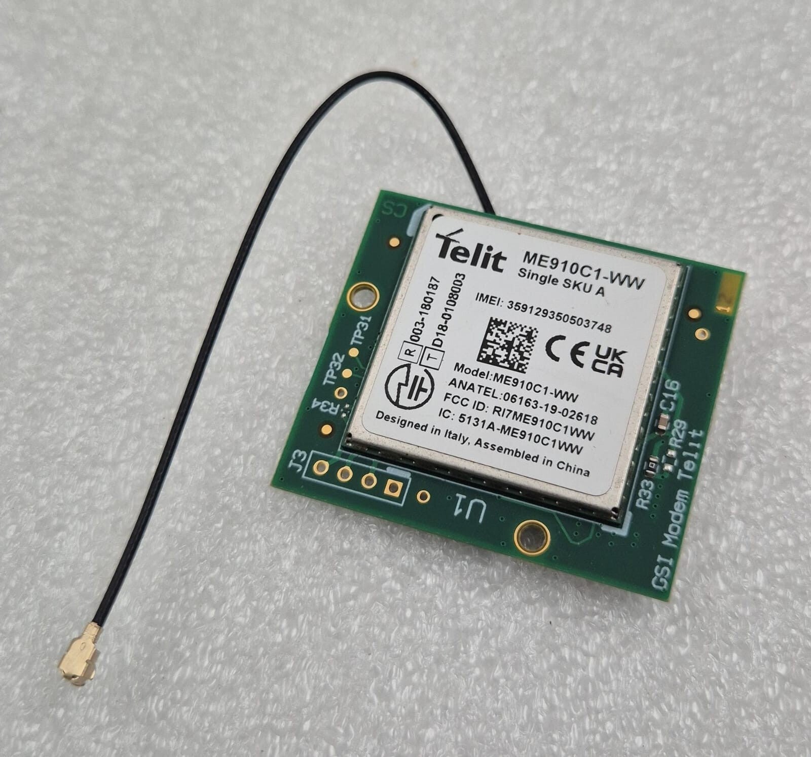 Telit ME910C1-WW Single SKU A Wireless Module GSI Modem 003-180187 D18-0108003