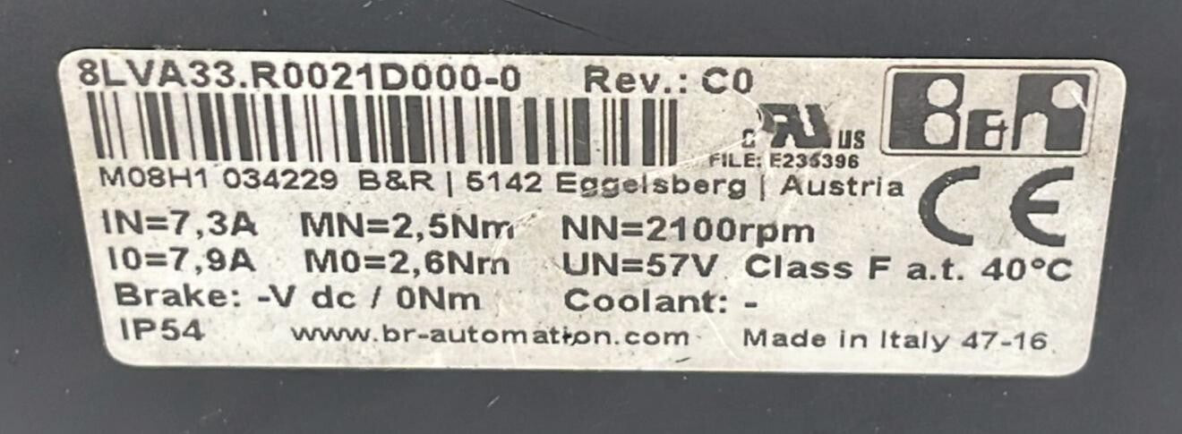 B&R Automation Servo Motor 8LVA33.R0021D000-0