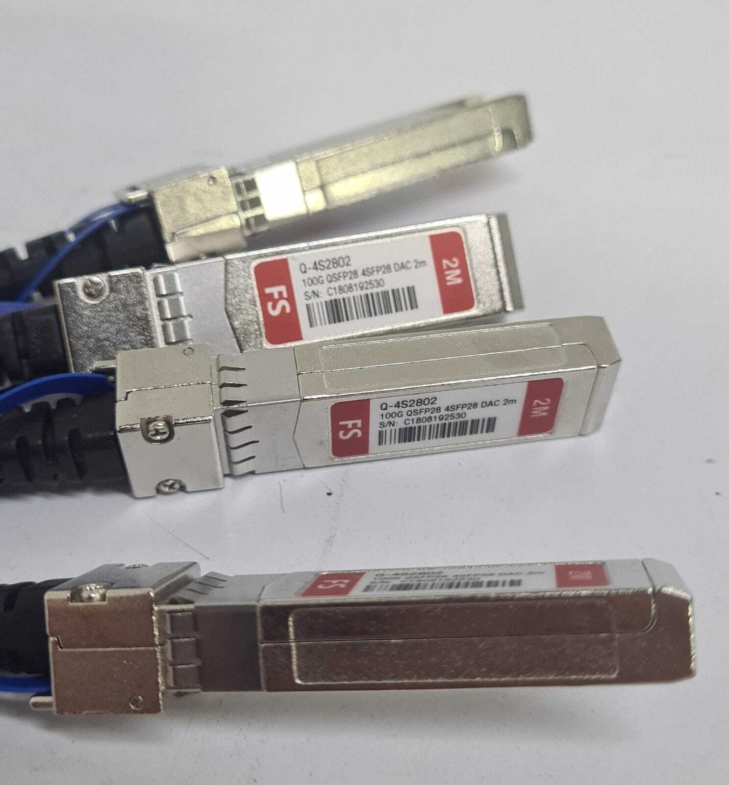 FS 2M (7ft) Cable Q-4S2802 100G QSFP28 4SFP28 DAC 4-Breakout Splitter Connector