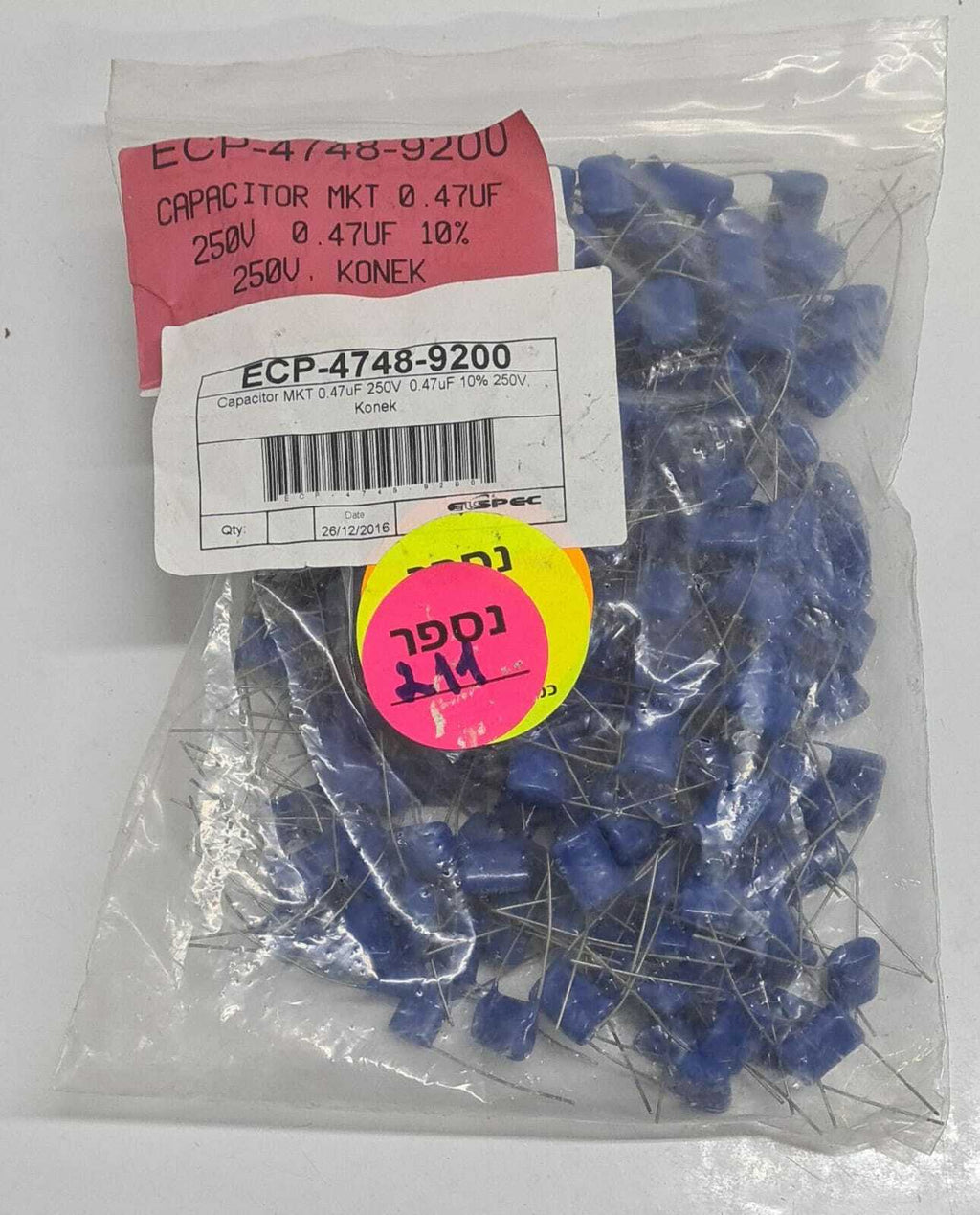 [LOT OF 211] NEW - KONEK 250V MKT 0,47u 0.47u K Metal Capacitor