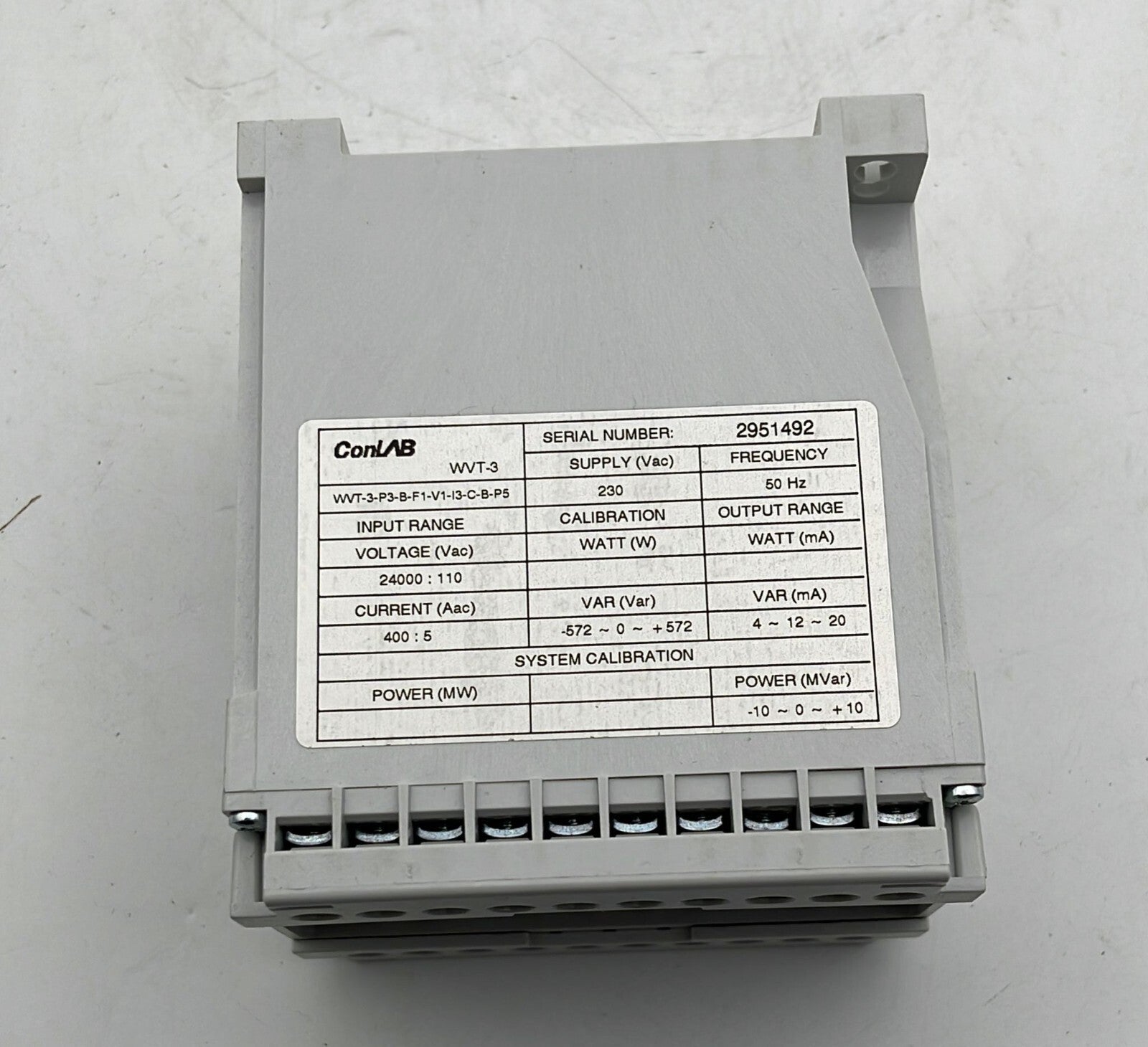 ConLAB WVT-3 WATT / VAR Transducer 230V 50Hz
