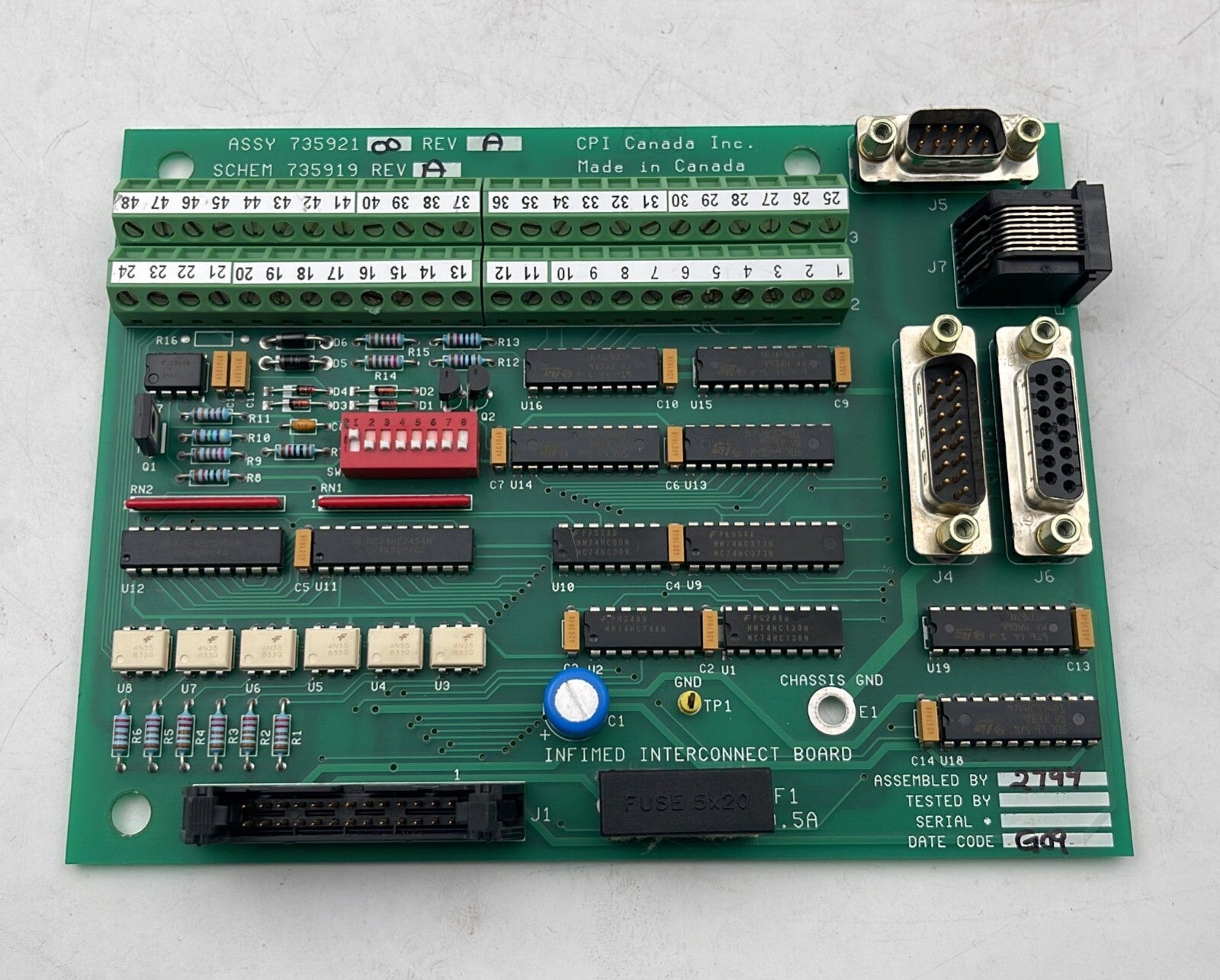 INDICO X-Ray CPI Infimed Interconnect Board PWB 735921 SCHEM 735919 PWB 735920