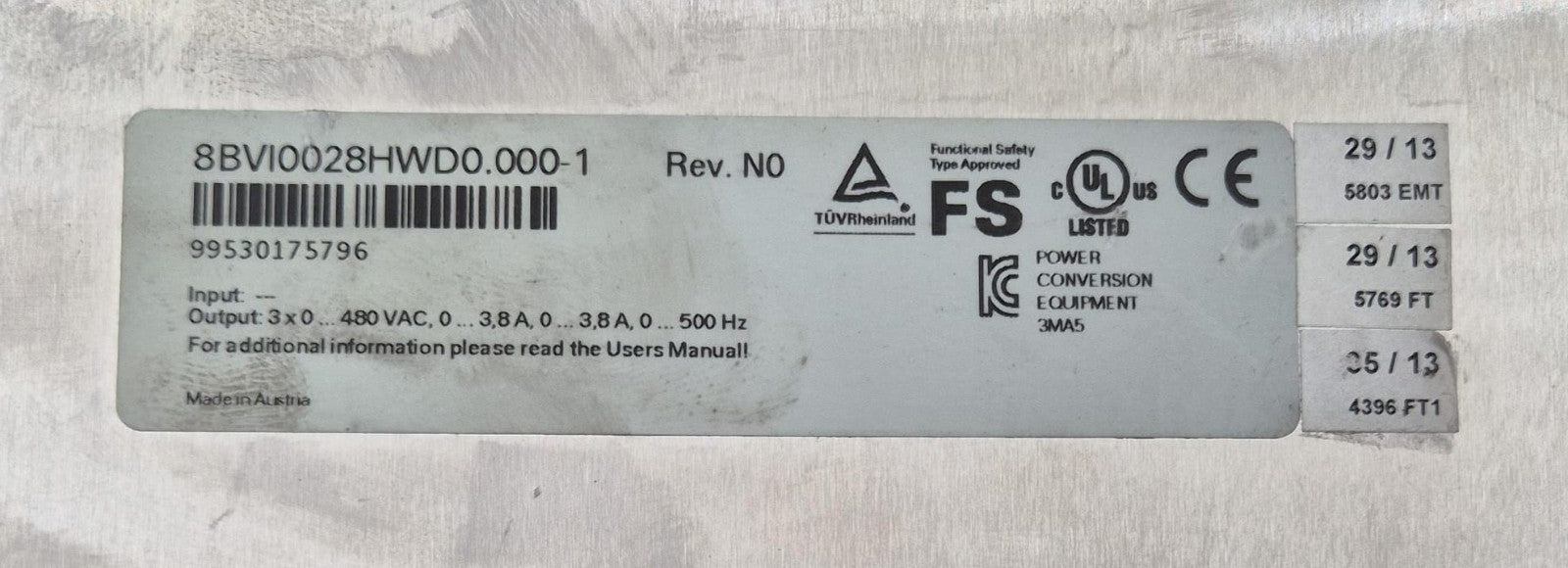 B&R Automation ACOPOS multi I0028D 8BVI0028HWD0.000-1 Inverter