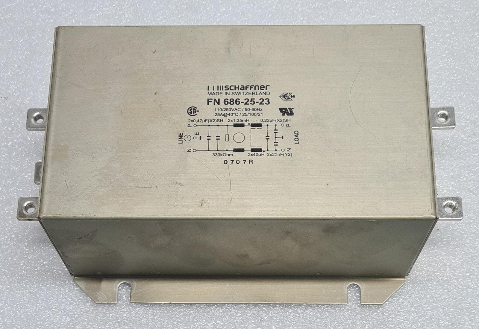 SCHAFFNER FN 686-25-23 110/250VAC 50-60Hz Power Line Filter