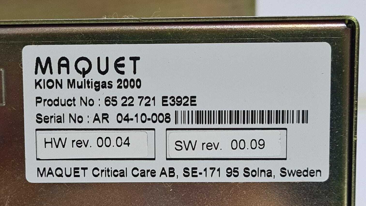 MAQUET KION Multigas 2000 Oxygen Analizer 65 22 721 E392E