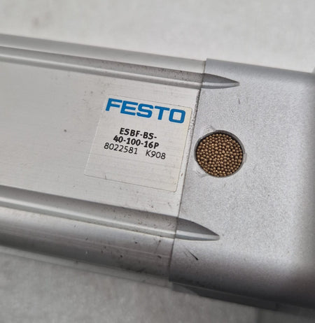 Festo ESBF actuator model label and housing detail