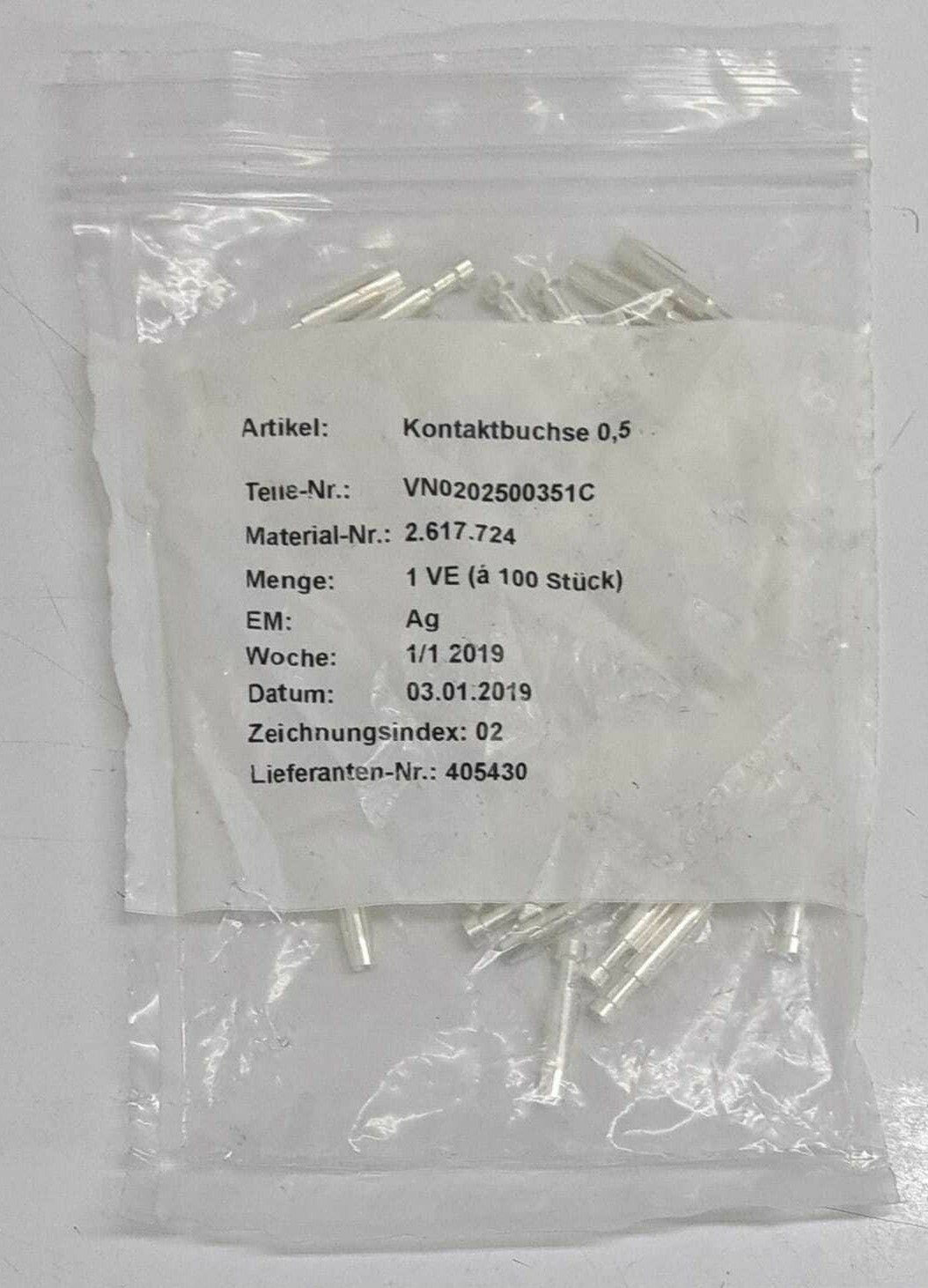 [LOT OF 54] Kontaktbuchse 0,5 VN0202500351C 2.617.724 Ag Crimp Socket Contact