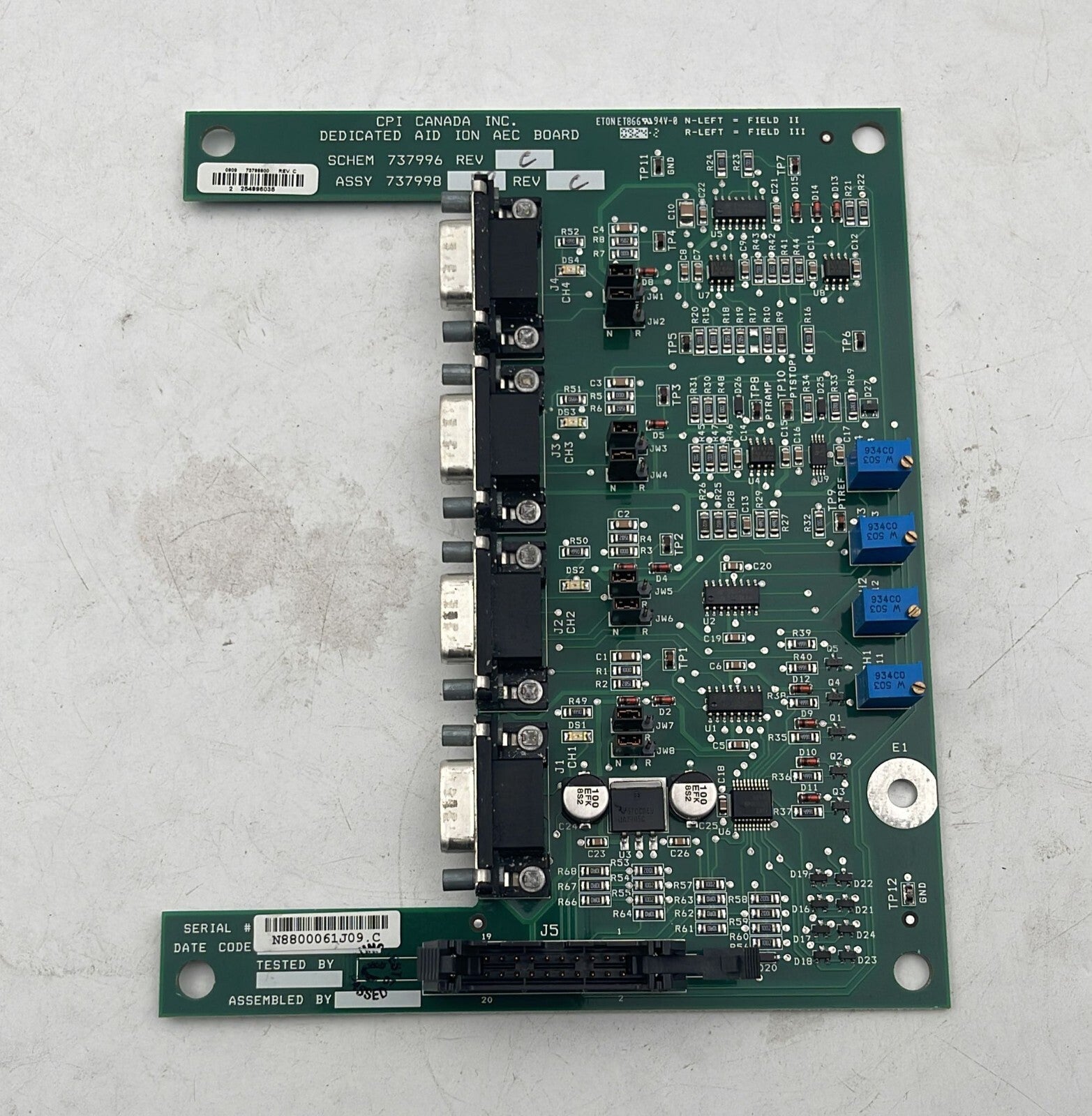 INDICO X-Ray Dedicated AID ION CPI Board PWB 737998 SCHEM 737996 PWB 737997