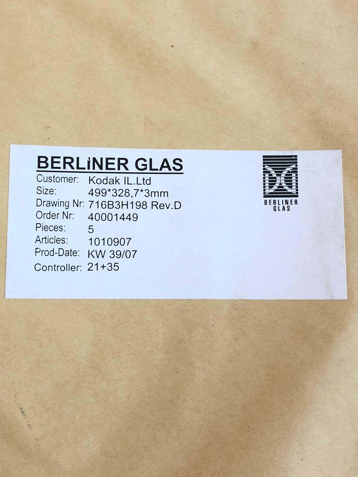 Kodak BERLINER GLAS 499x328x3 716B3H198 Rev.D Art. 1010907 Lot of 5 PrePress