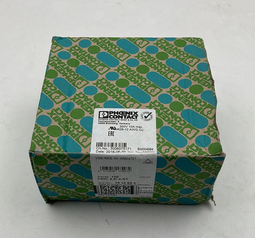 [LOT OF 100] NEW - PHOENIX Contact FKIC 2,5 / 4-ST Connector 1910694