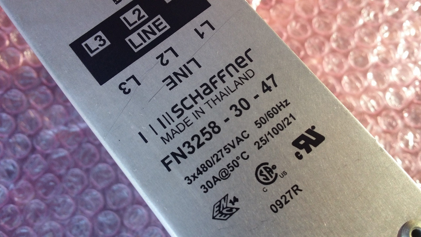 Schaffner FN3258-30-47 Line Filter 3 Phase Strip Terminal Block Connections