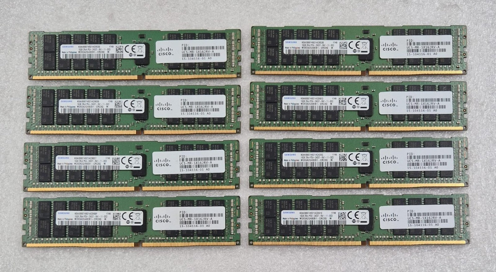 [LOT 8 PCS] Samsung 16GB 2Rx4 PC4-2400T M393A2G40EB1-CRC0Q Server Memory RAM