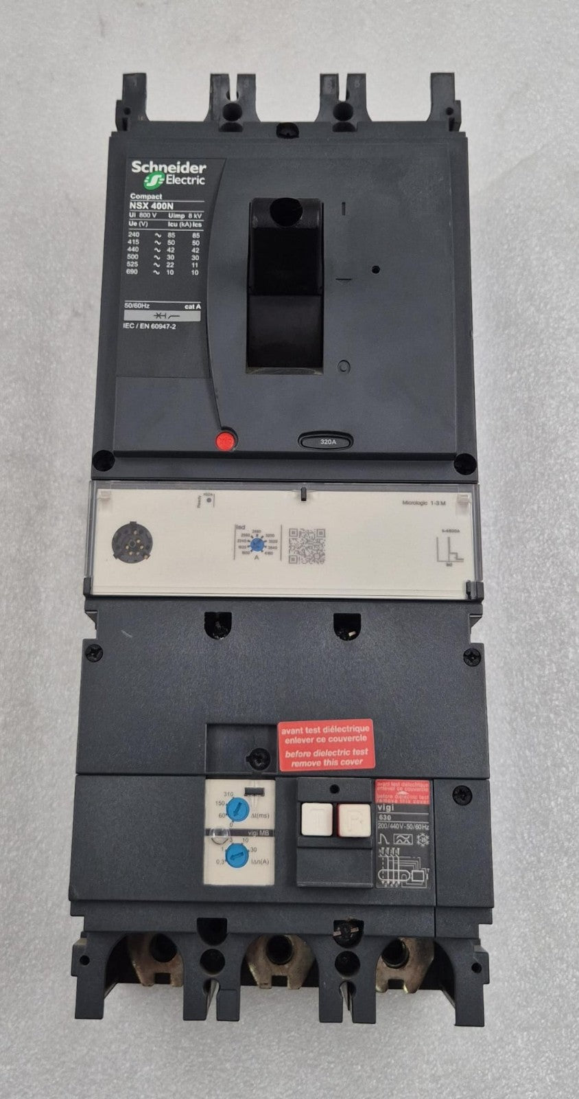 Schneider Electric Compact NSX 400N 800V Circuit Breaker Micrologic W/ Vigi 630