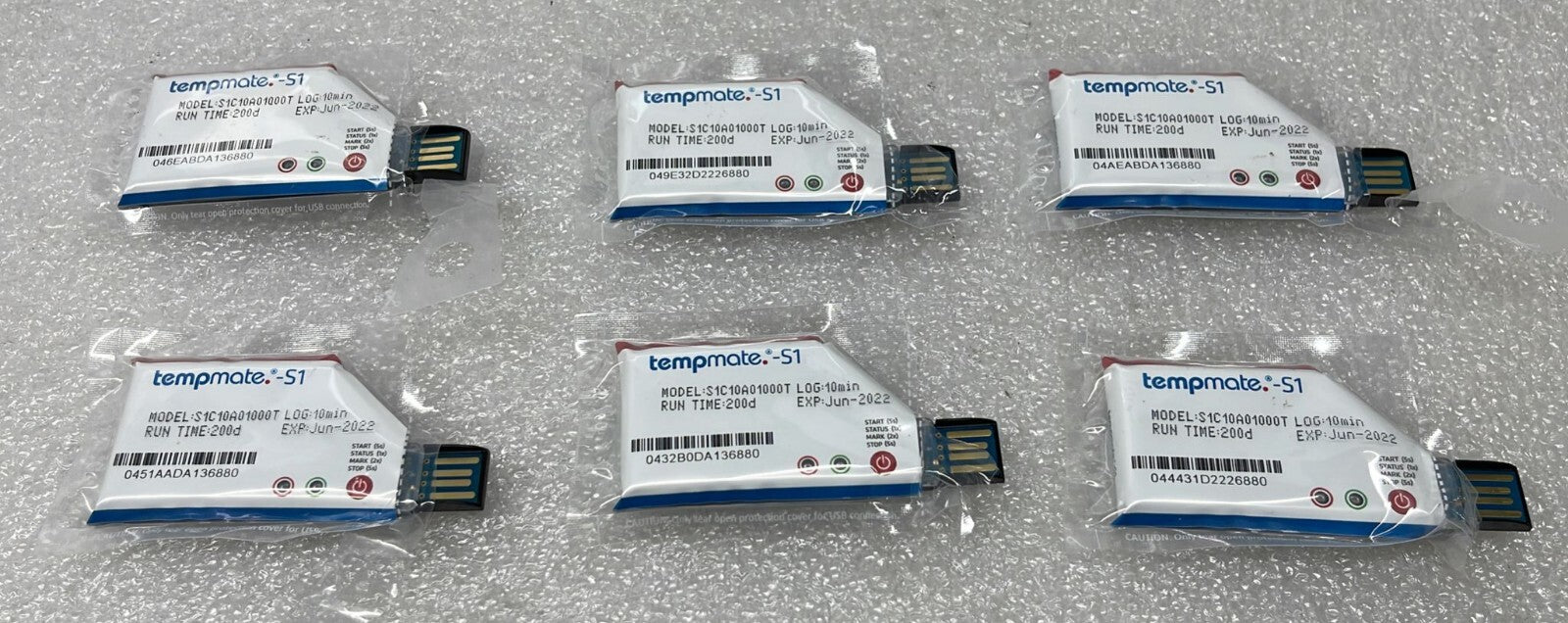 [LOT OF 6] TEMPMATE-S1 VER 3 MODEL S1C10A01000T Temperature Data logger
