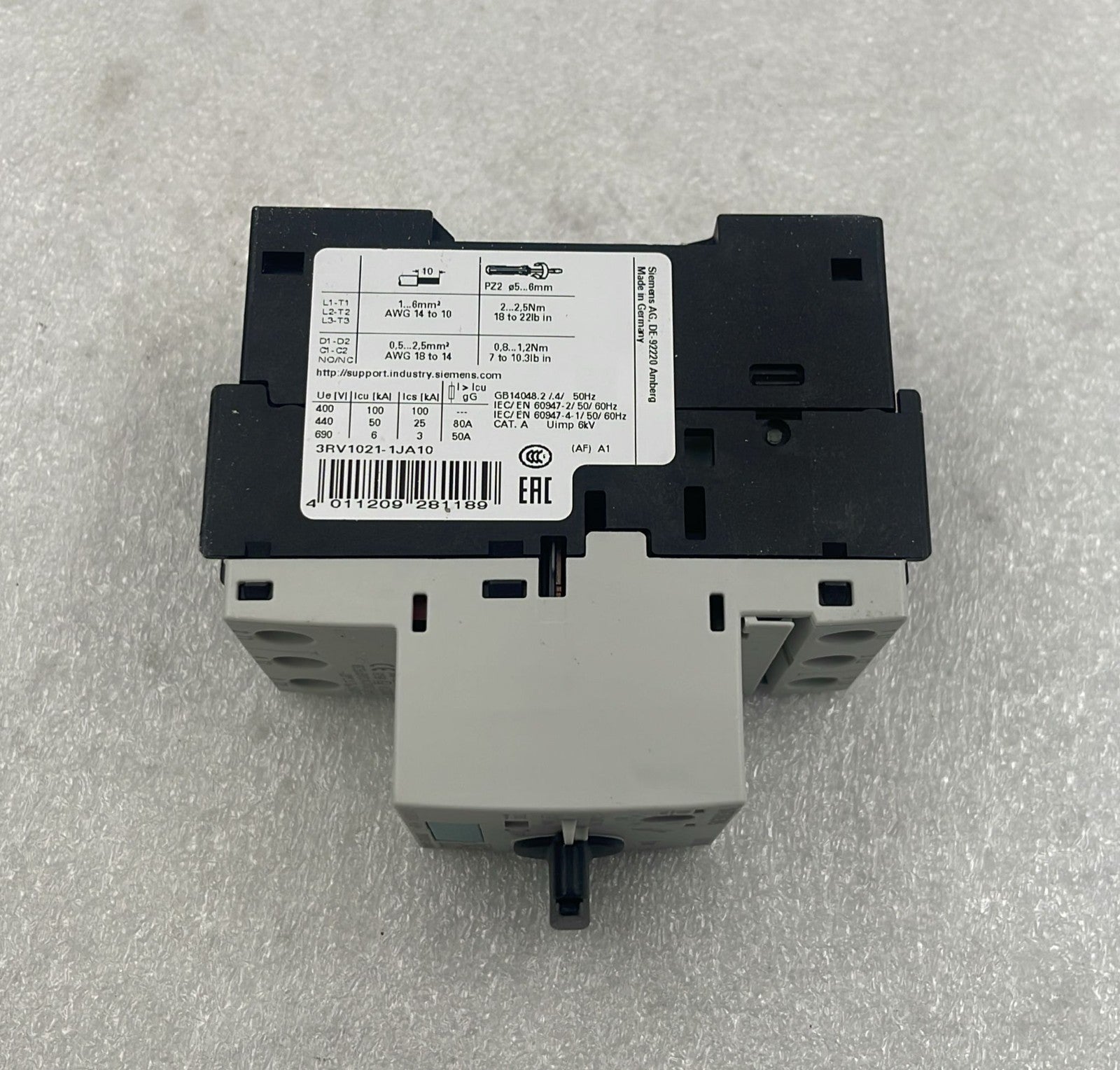 Siemens 3RV1021-1JA10 rear housing view