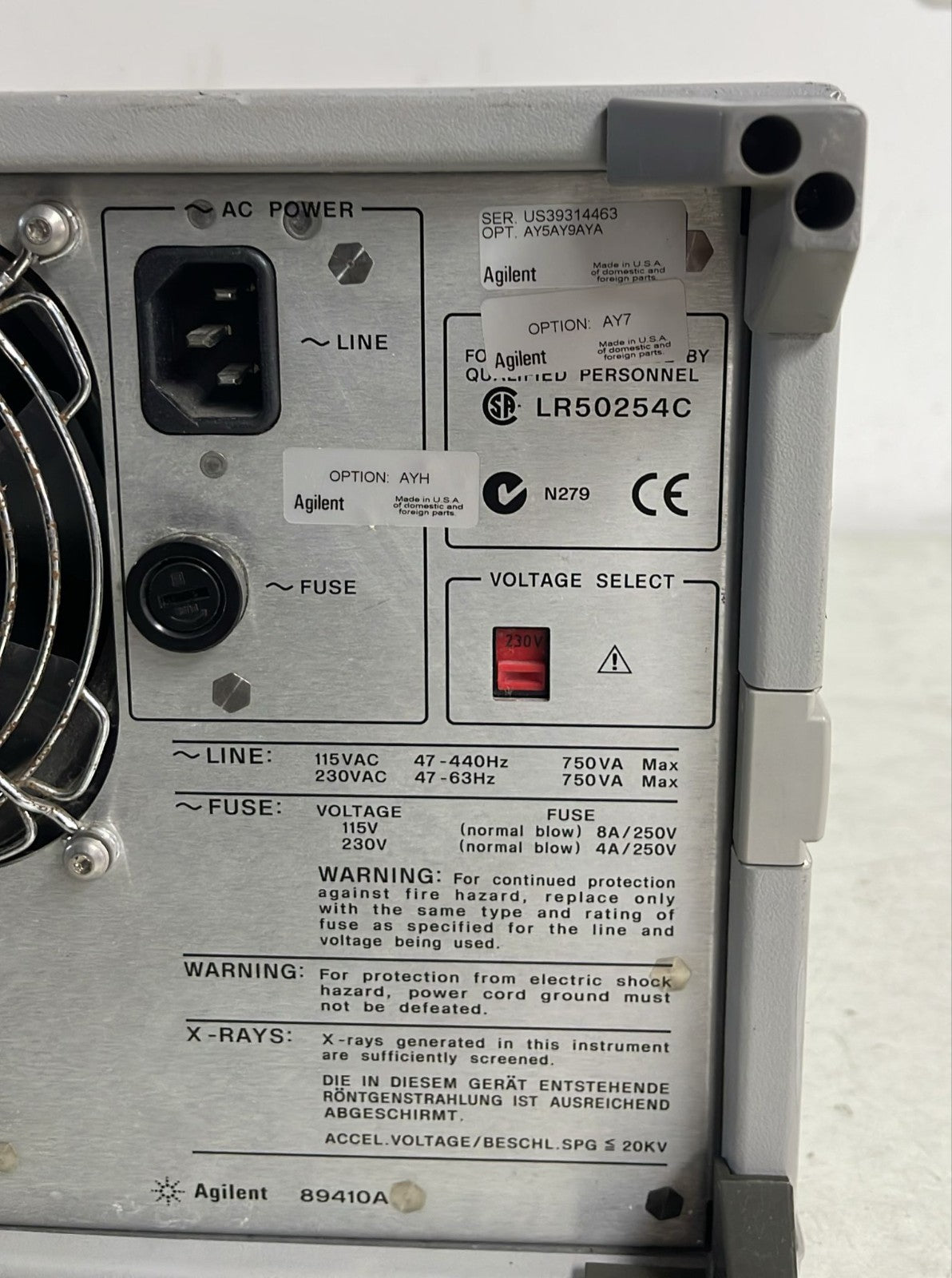 Agilent 89410A Vector Signal Analyzer DC-10 MHz OPT AYA & AY7