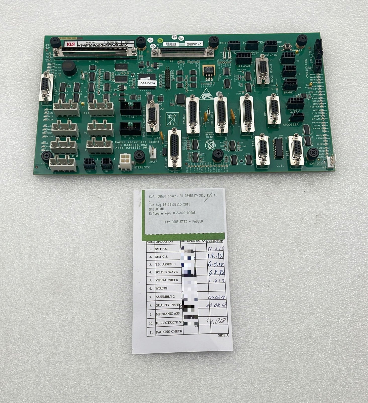 KLA-TENCOR 0348367-003 Combo interface Board PCB 0348368-002 Assy 0348367-001