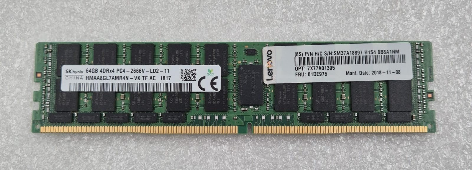 SK Hynix 64GB 4DRx4 PC4-2666V HMAA8GL7AMR4N-VK Server Memory RAM LENOVO 01DE975