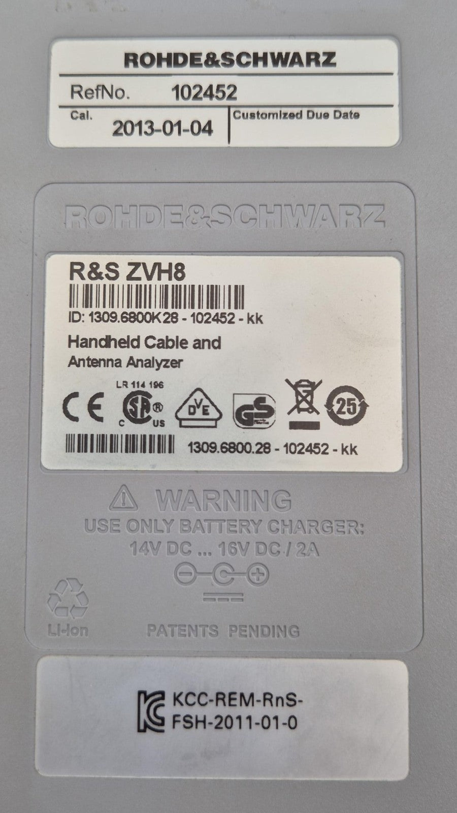 ROHDE & SCHWARZ R&S ZVH8 102452 Handheld Cable and Antenna Analyzer 100KHz-8GHz