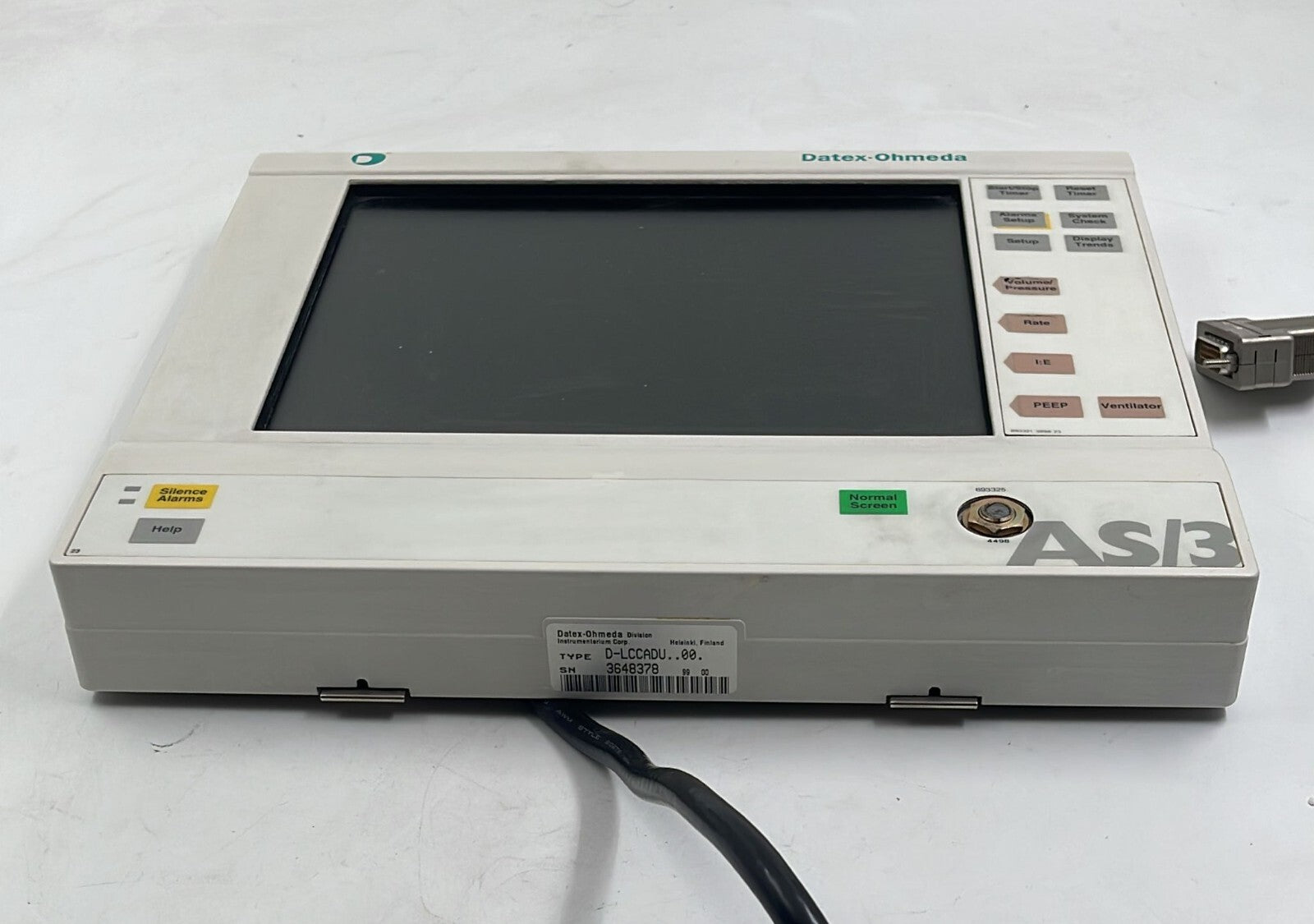 Datex-ohmeda AS/3 Monitor D-LCCADU..00. **AS IS