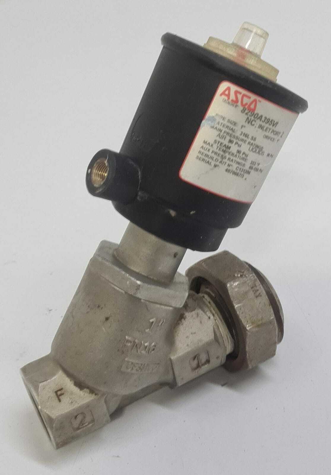 ASCO 8290 8290A395 NC INLET PORT 2 ANGLE BODY PISTON VALVE 90 Psi C131206 1"