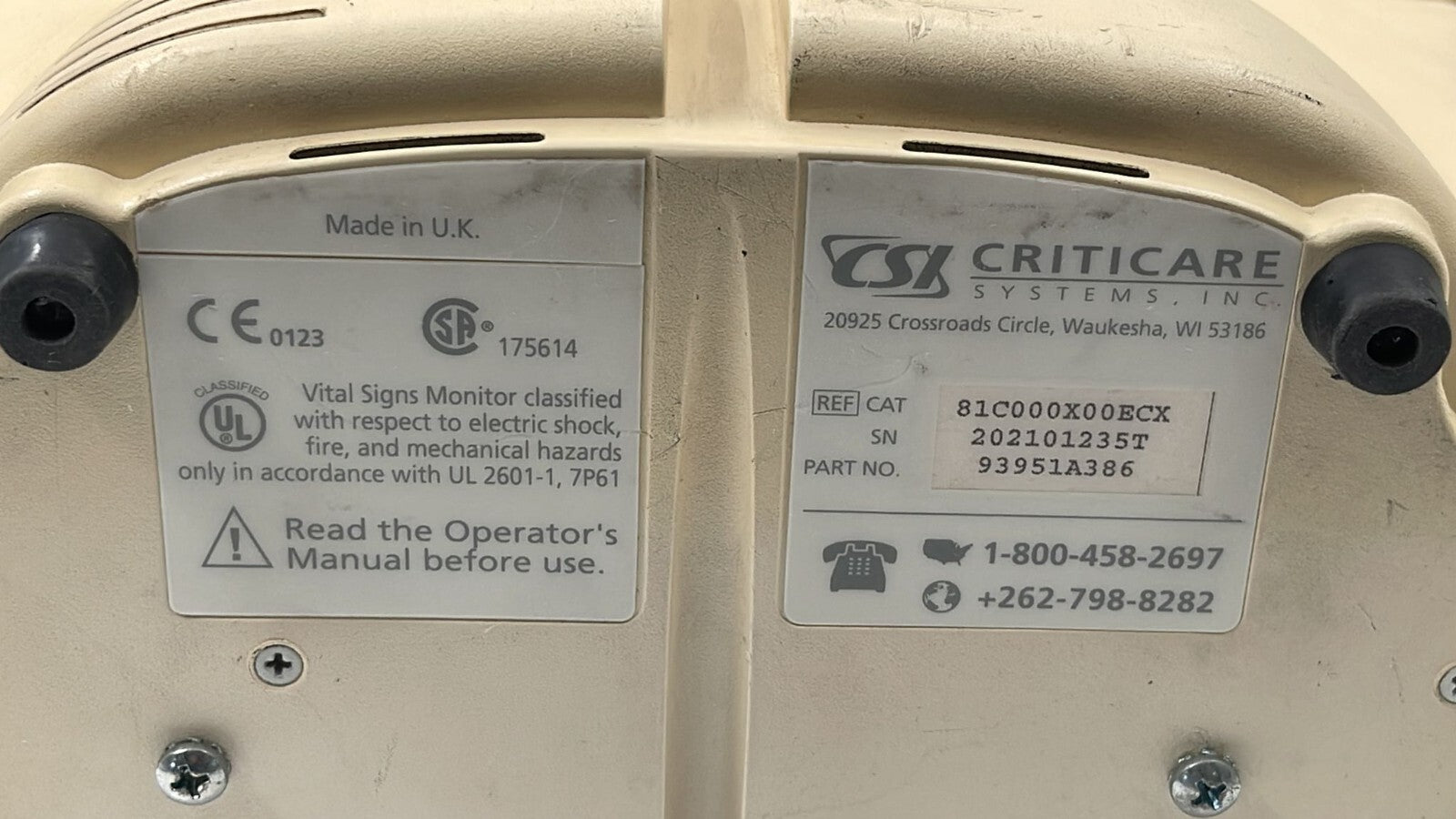 CSI Criticare Systems CSI8100 Monitor **AS IS