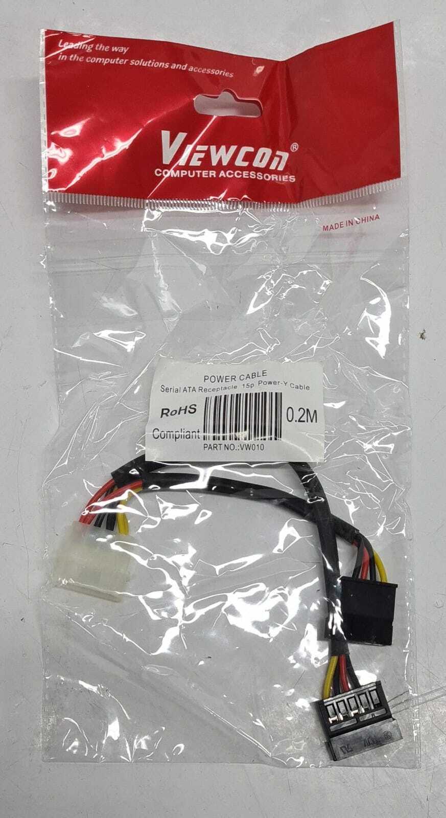 [LOT OF 19] Viewcon Power Cable Serial ATA Receptacle 15p Y Cable 0.2M VW010