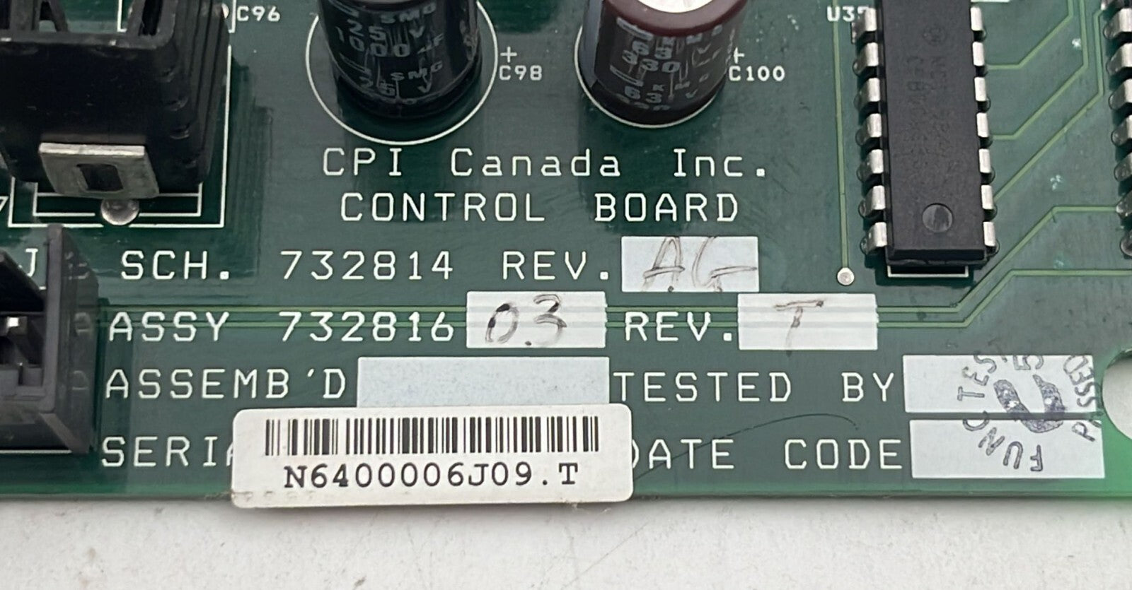 INDICO X-Ray CPI Control Board PWB 732816 SCHEM 732814 PWB 732815