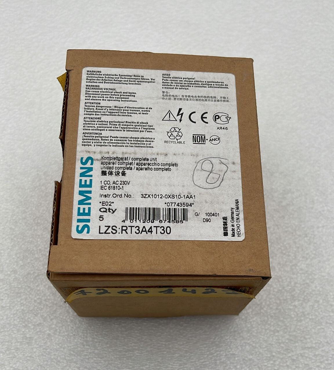 5 UNITS PACK - Siemens RT3A4T30 Complete unit 1CO AC 230V