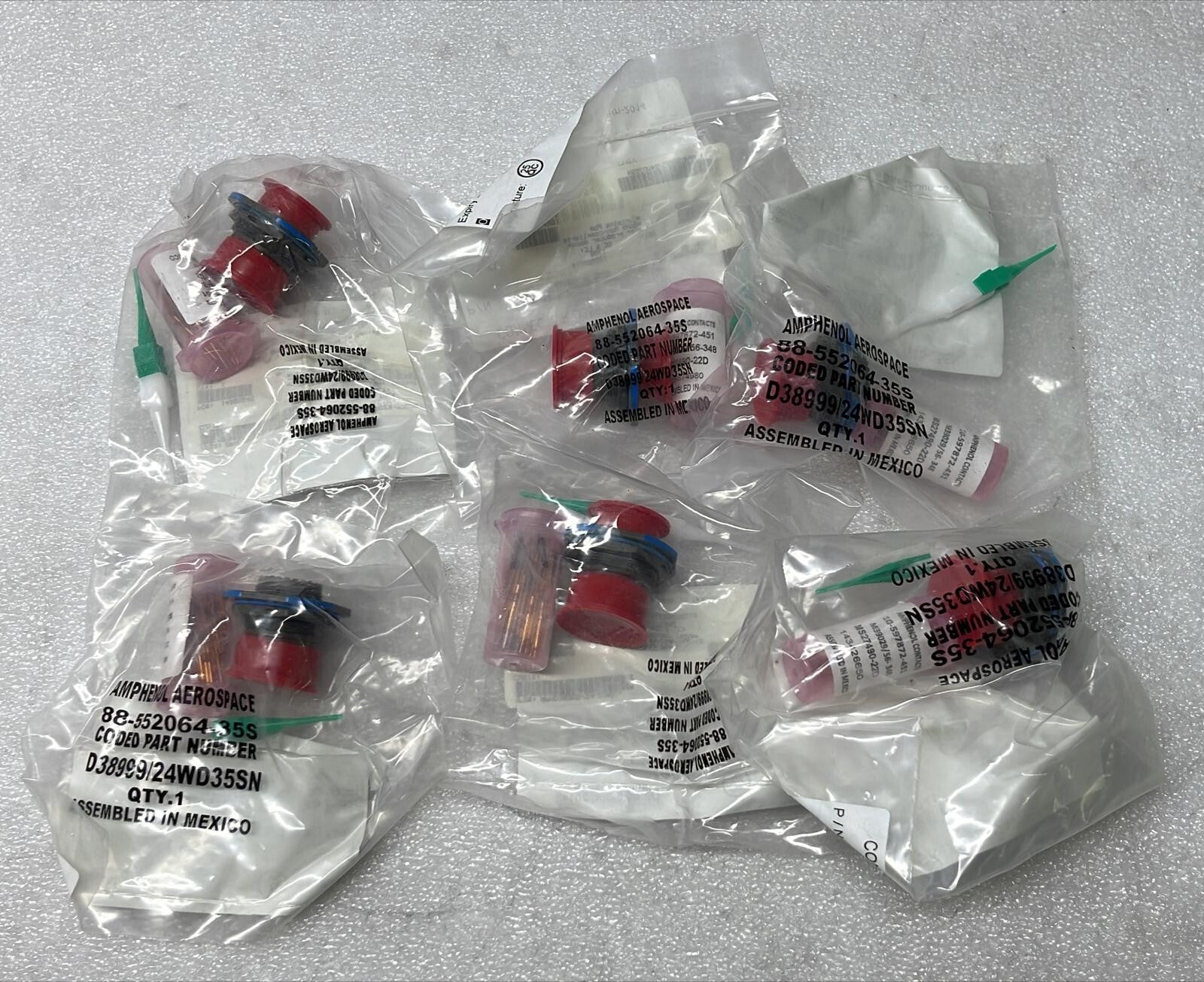 [LOT OF 6] Amphenol D38999/24WD35SN MIL SPEC Connector