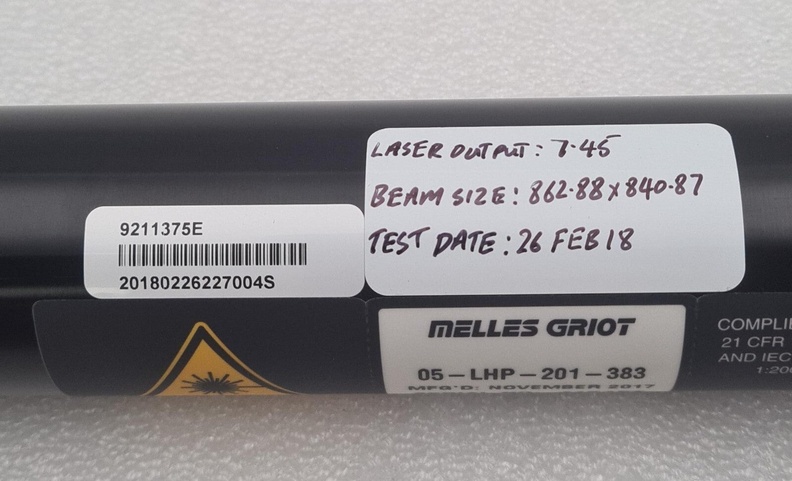 MELLES GRIOT 05-LHP-201-383 Helium-Neon OPTIC LASER BEAM / NOVEMBER 2017
