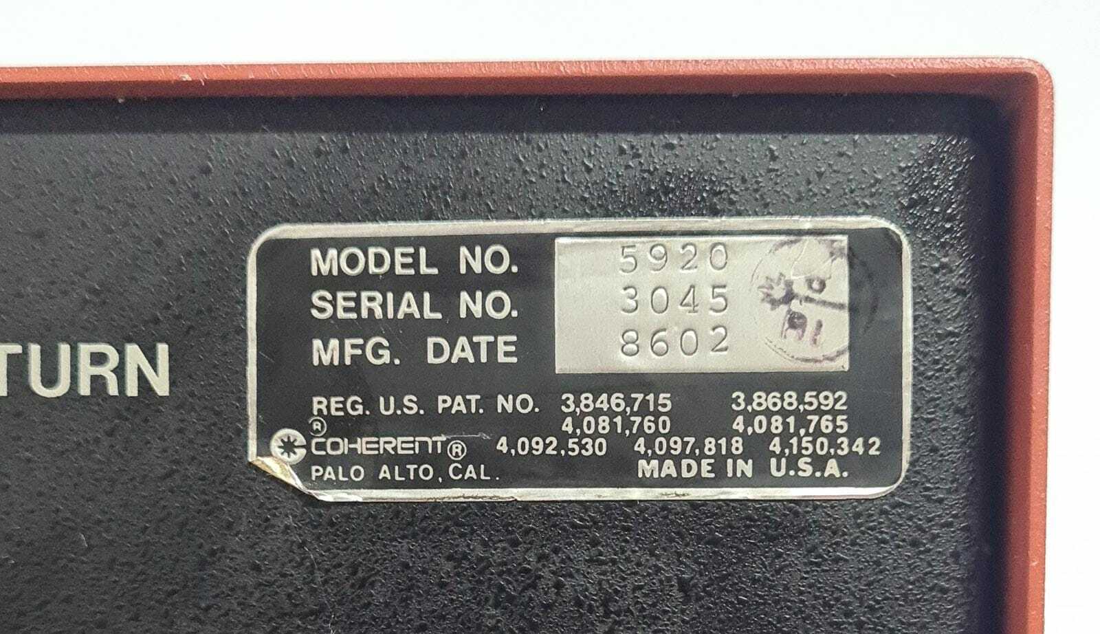 COHERENT 5920 DYE CIRCULATOR - AS IS