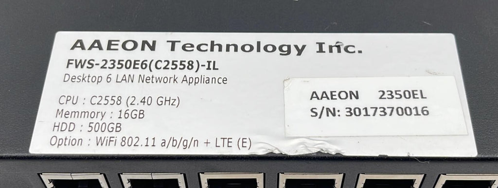 AAEON FWS-2350E6 Desktop 6 LAN Network Appliance