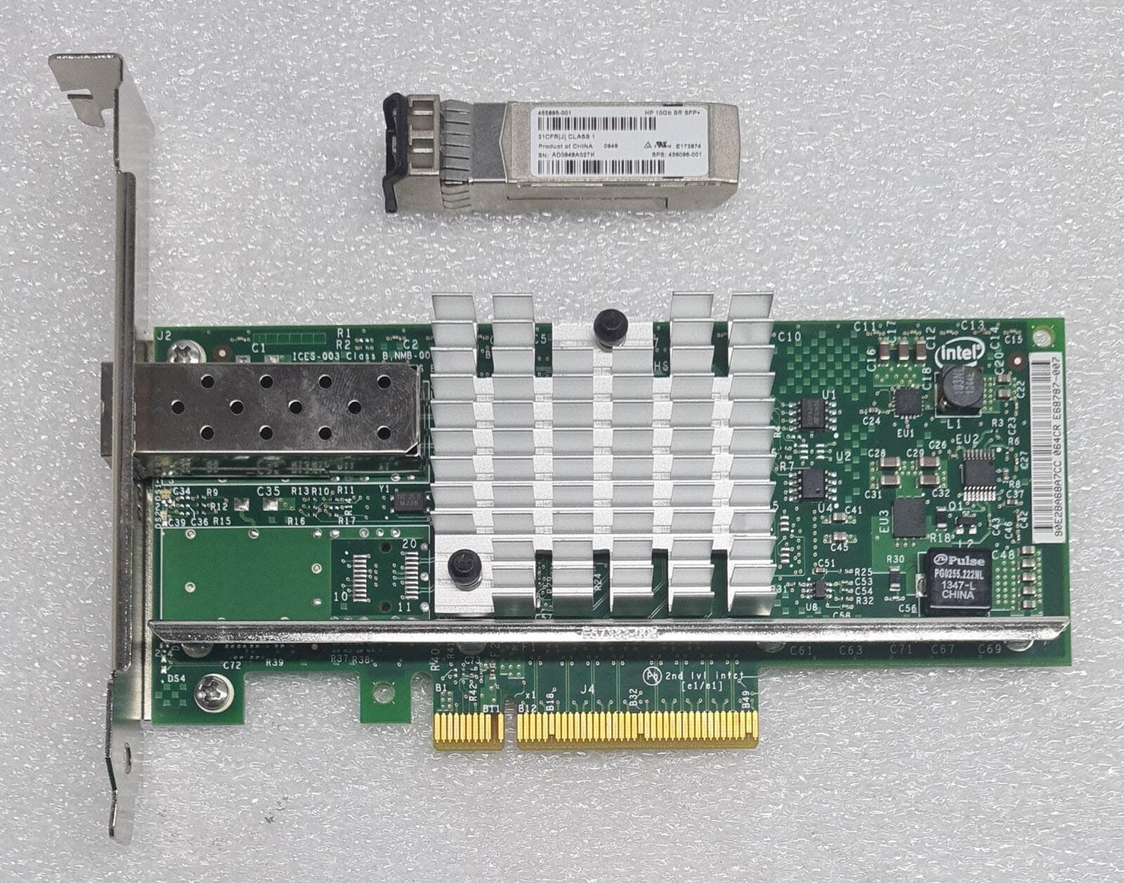INTEL X520-SR1 10G 1 Port PCI-E E10G41BFSRBLK ETH NTWK ADPTR W/ 455885-001 SFP