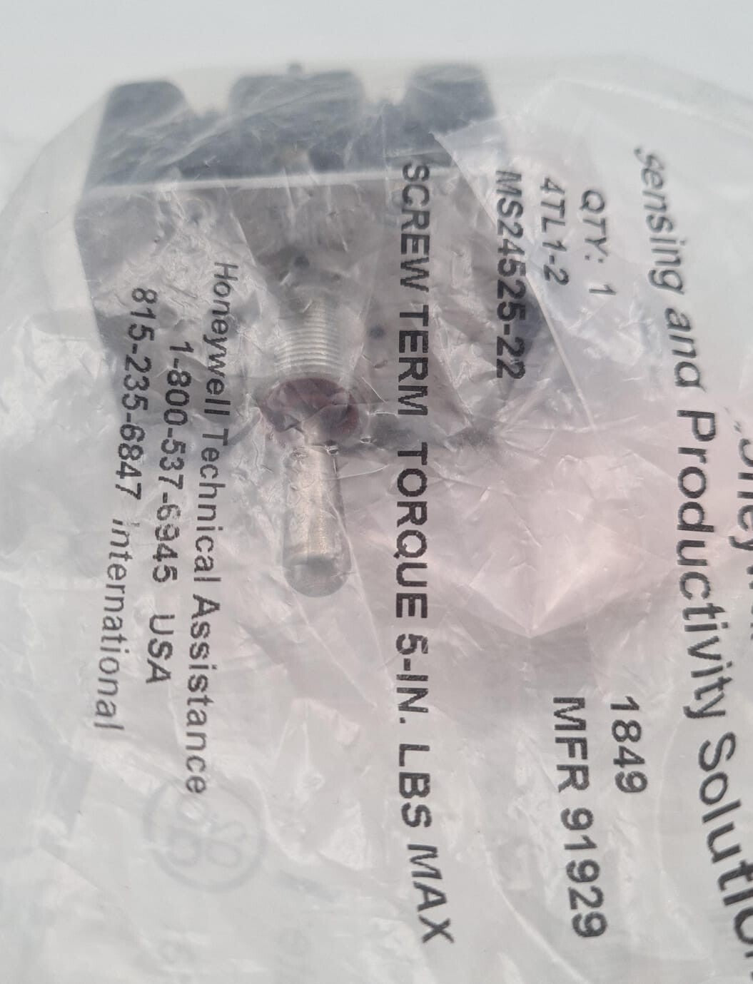 [LOT OF 3] NEW SEALED - HONEYWELL MS24525-22 4TL1-2 SWITCH TOGGLE MS27789-23D