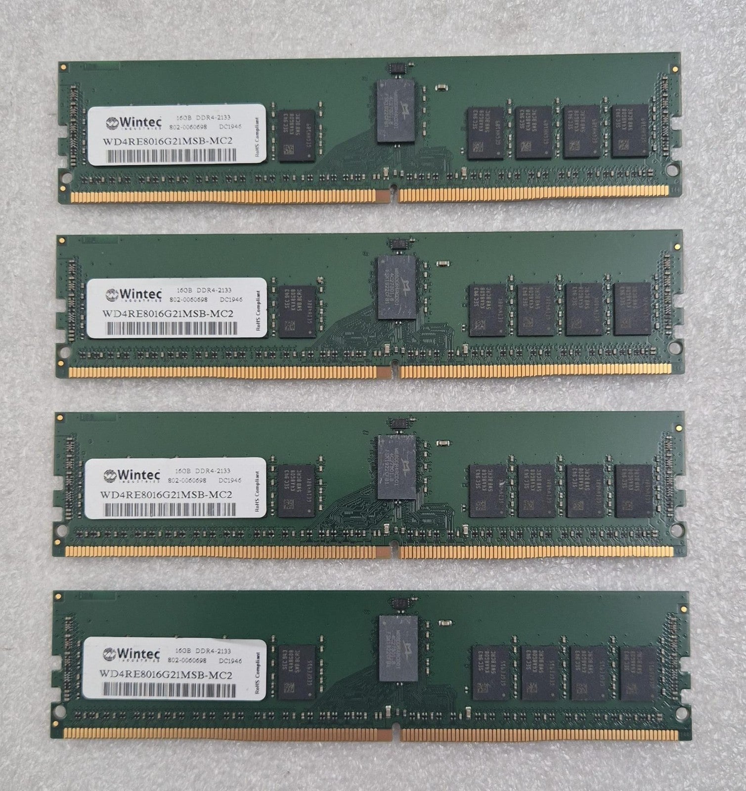 [LOT 4 PCS] Wintec 16GB DDR4-2133 WD4RE8016G21MSB-MC2 Server Ram