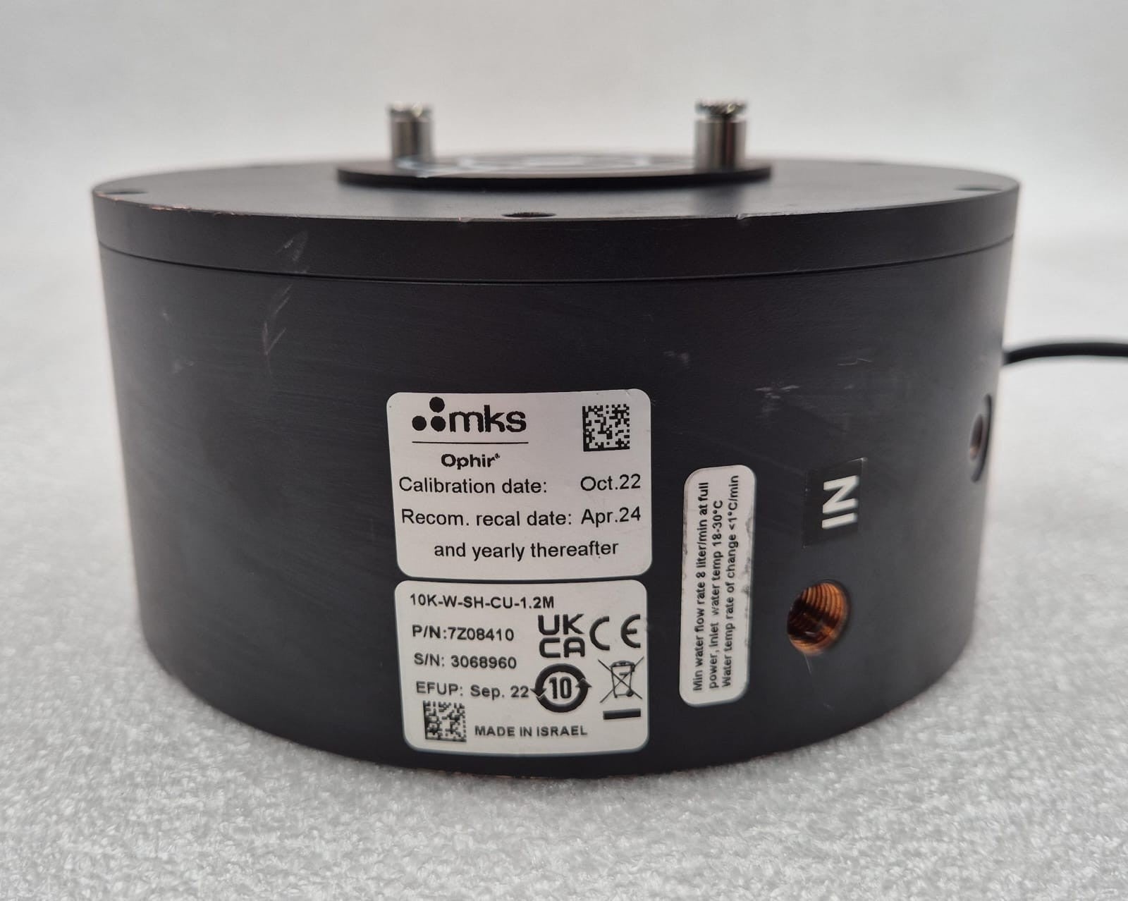 Ophir mks 10K-W-SH-CU-1.2M 7Z08410 LASER ENERGY METER HEAD