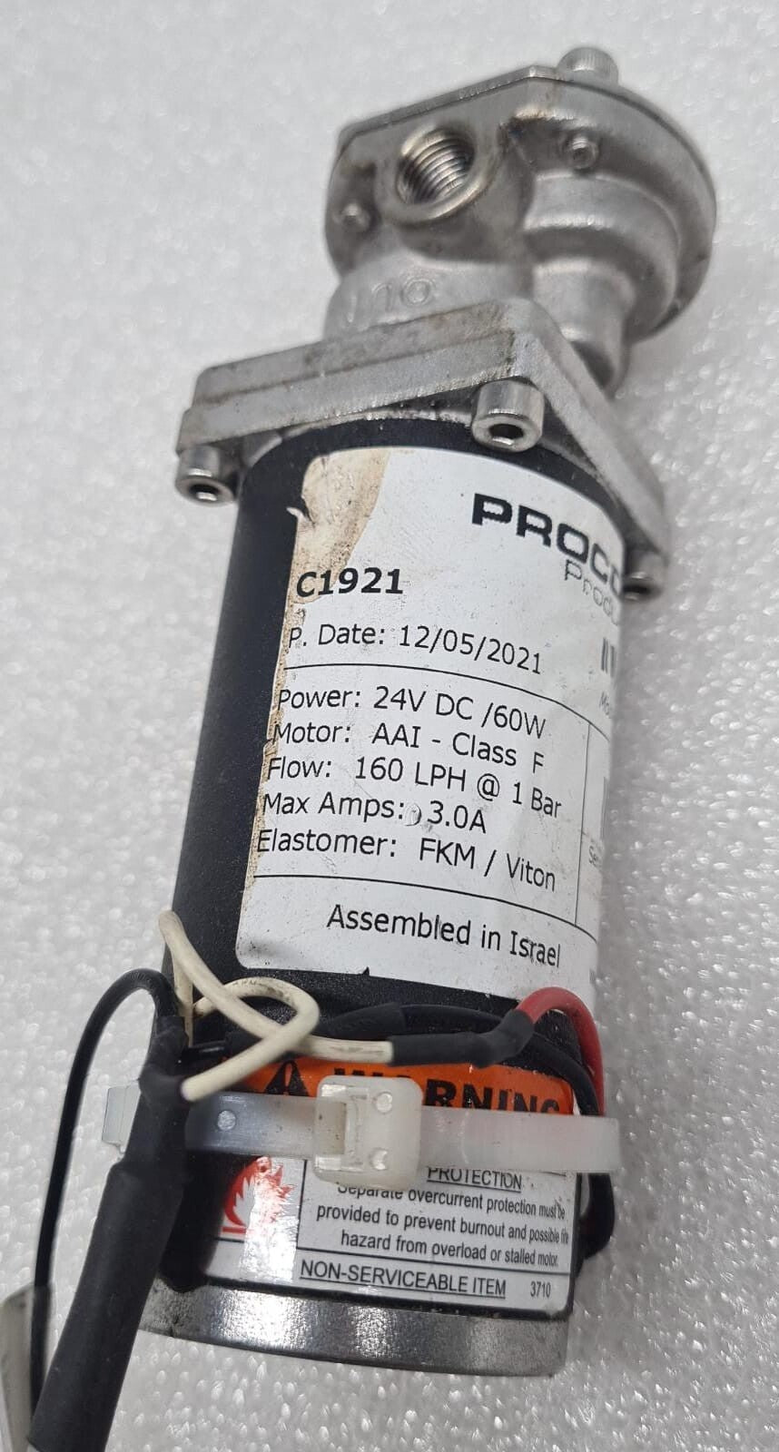 PROCON PRODUCTS Gear Pump 10767 60W 24VDC 3A 1 Bar