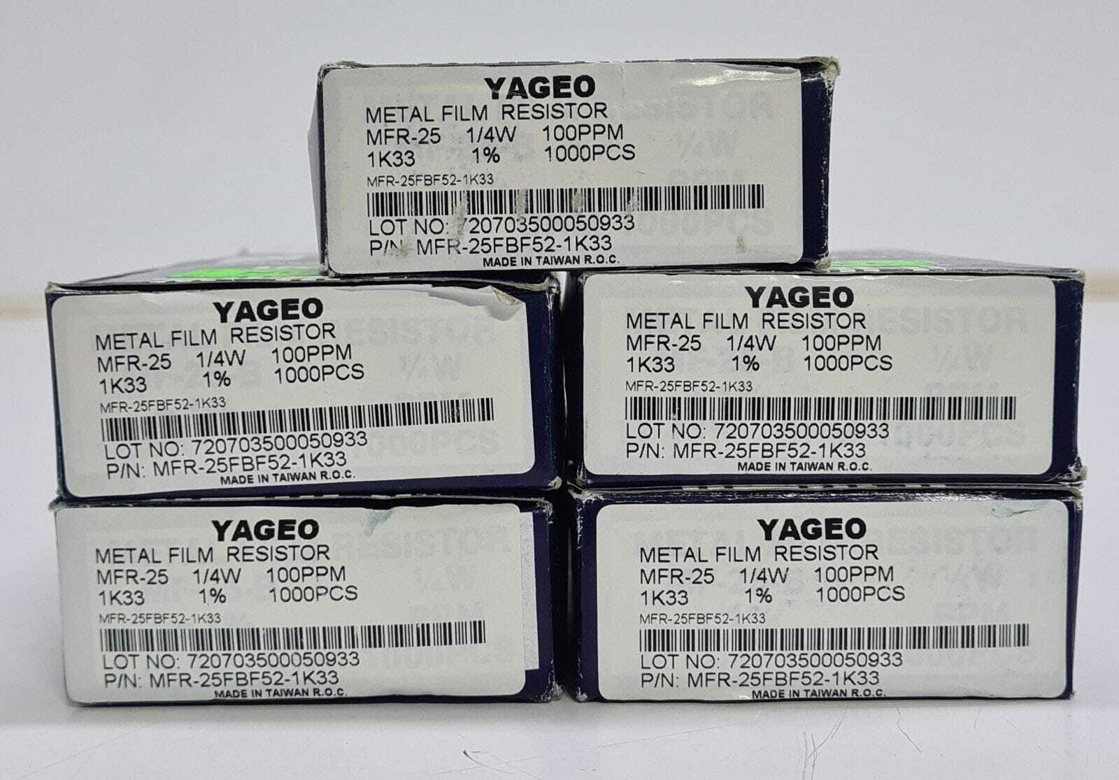 [LOT OF 4400] YAGEO MFR-25FBF52-1K33 1/4W 1% AXIAL METAL FILM RESISTORS